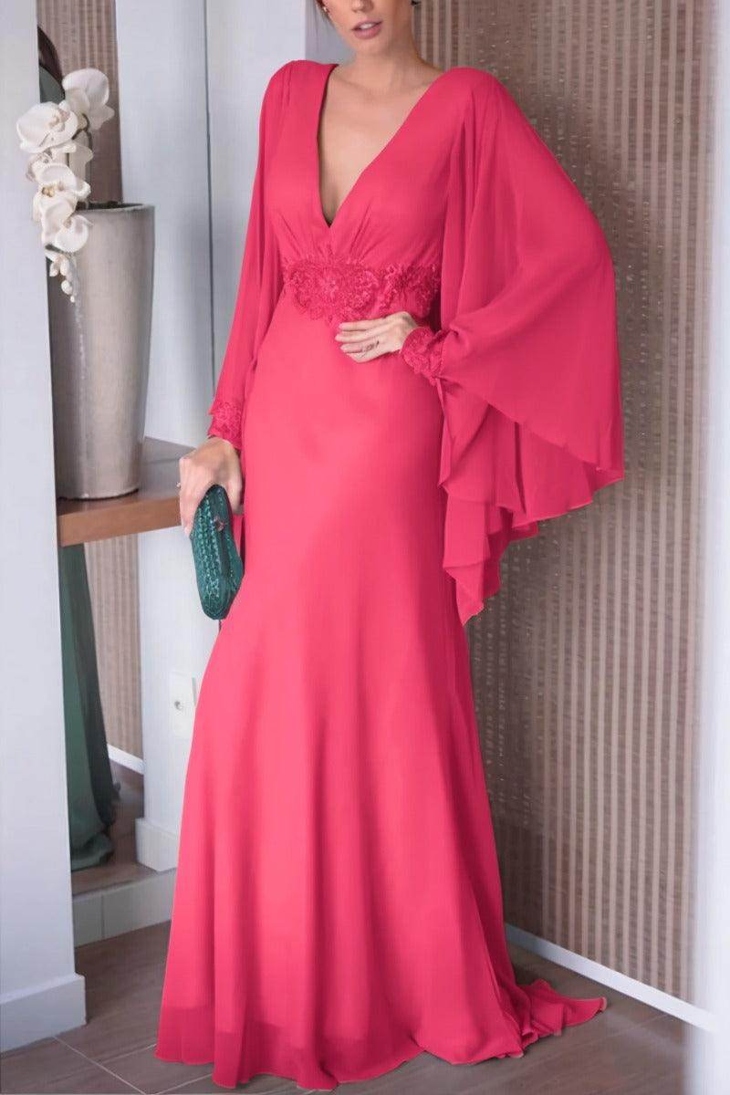 Sheath-Column Sweep-Brush Train Chiffon Mother Dress CM0077 - COCOMELODY