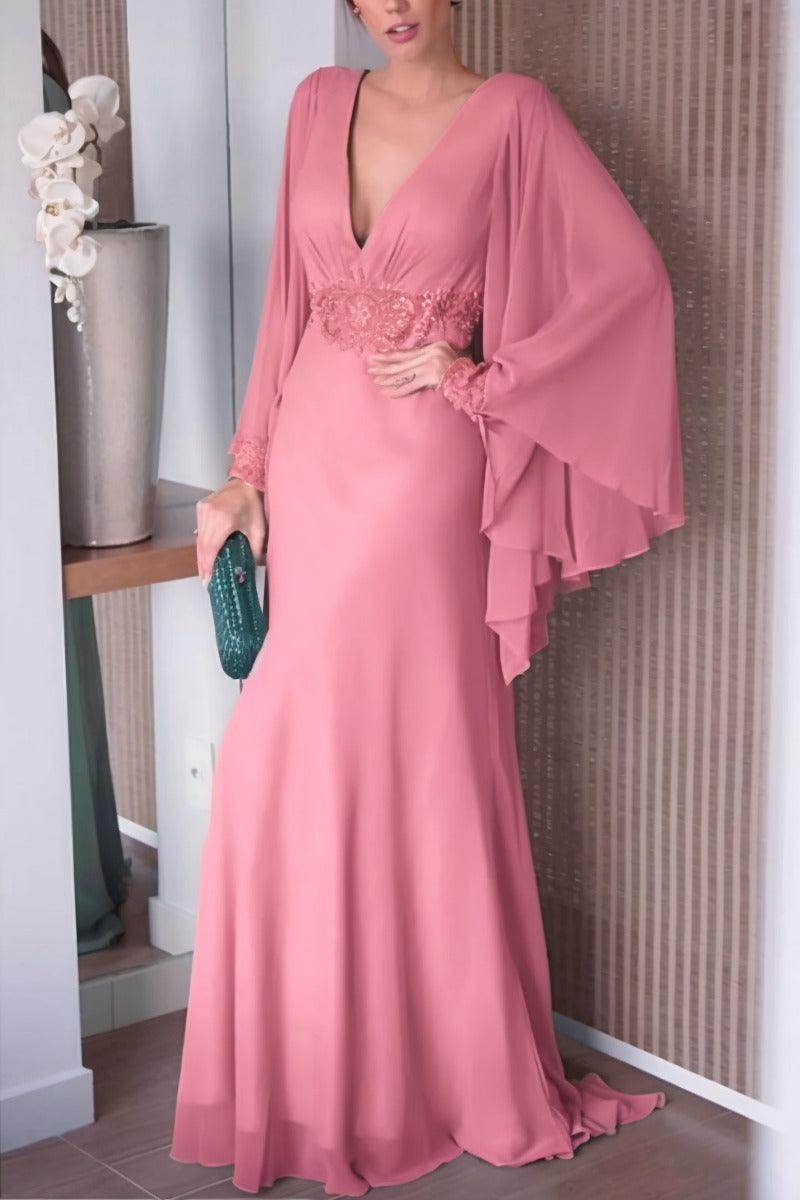 Sheath-Column Sweep-Brush Train Chiffon Mother Dress CM0077 - COCOMELODY