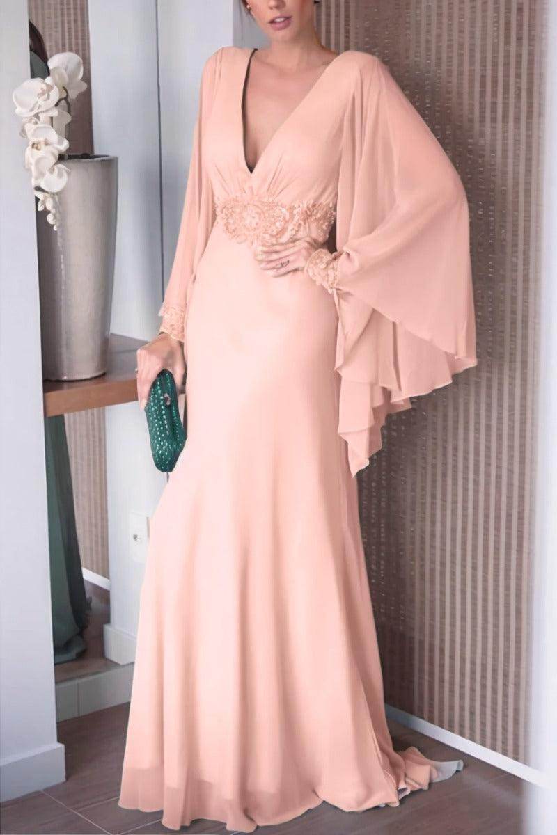 Sheath-Column Sweep-Brush Train Chiffon Mother Dress CM0077 - COCOMELODY