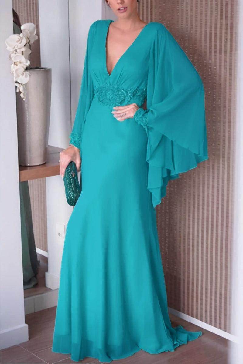 Sheath-Column Sweep-Brush Train Chiffon Mother Dress CM0077 - COCOMELODY