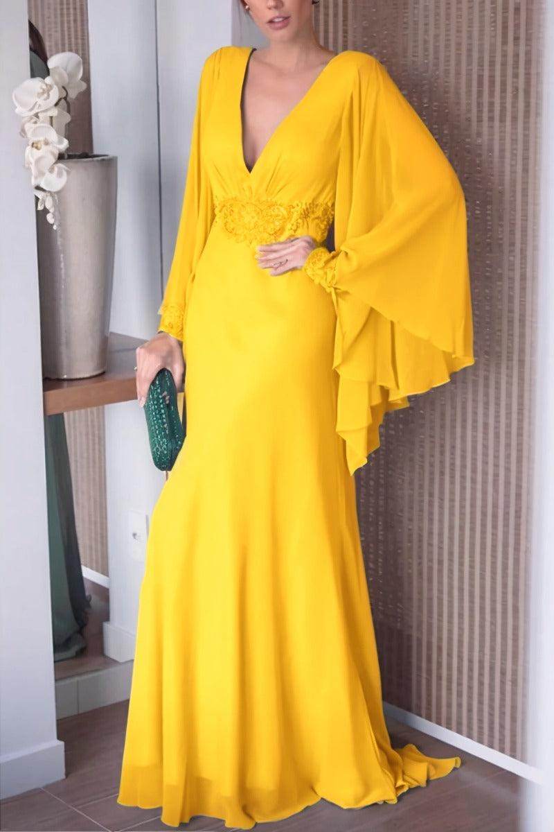 Sheath-Column Sweep-Brush Train Chiffon Mother Dress CM0077 - COCOMELODY