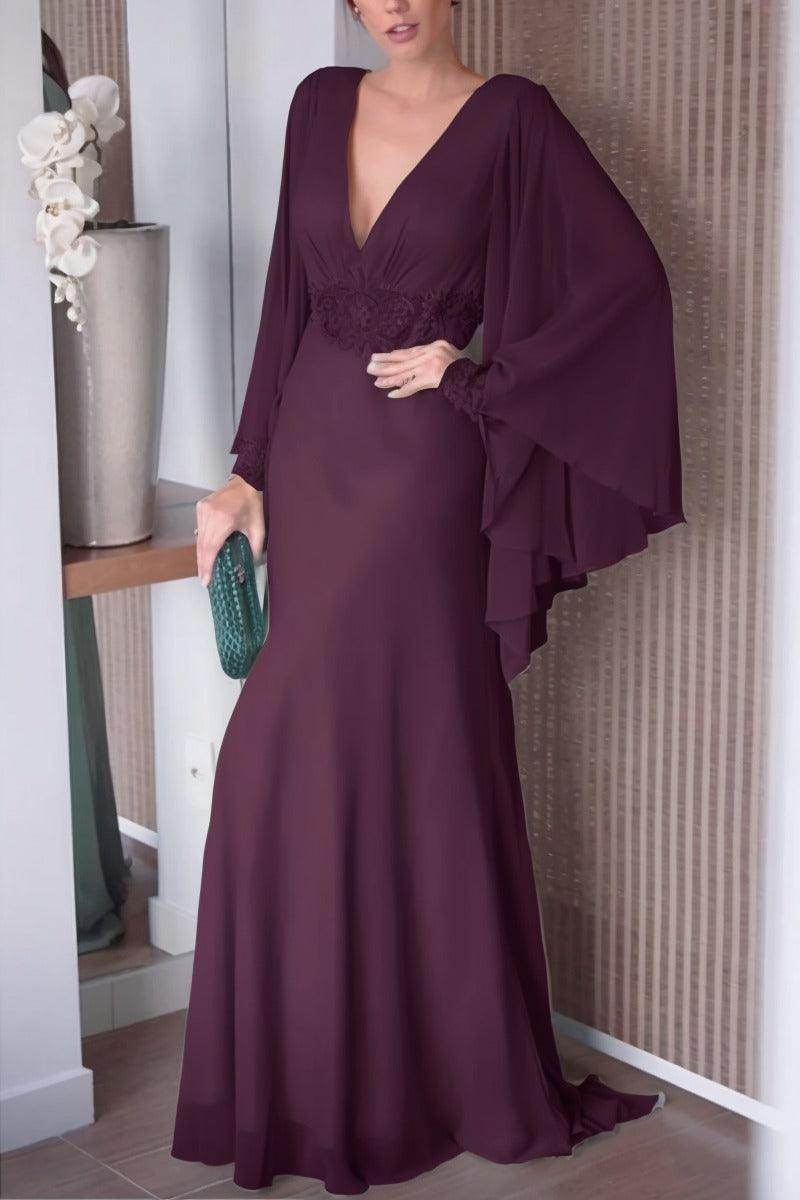 Sheath-Column Sweep-Brush Train Chiffon Mother Dress CM0077 - COCOMELODY