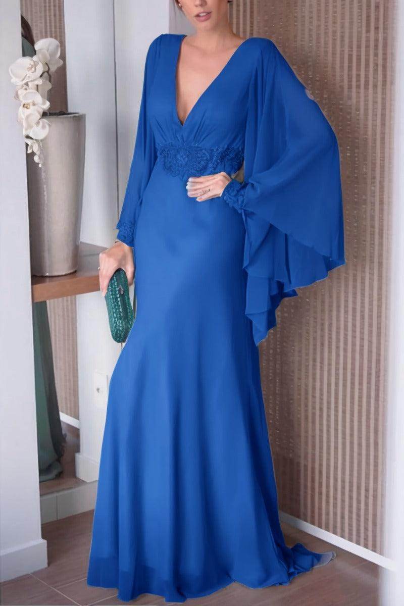 Sheath-Column Sweep-Brush Train Chiffon Mother Dress CM0077 - COCOMELODY