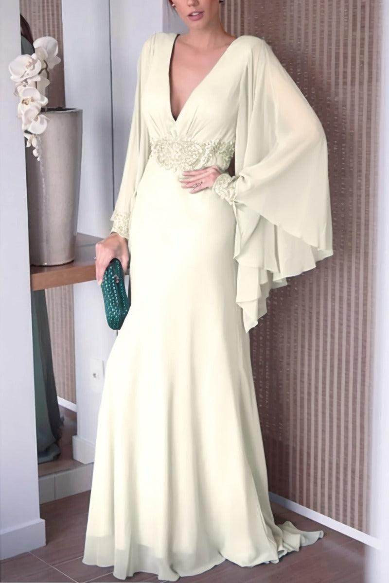 Sheath-Column Sweep-Brush Train Chiffon Mother Dress CM0077 - COCOMELODY