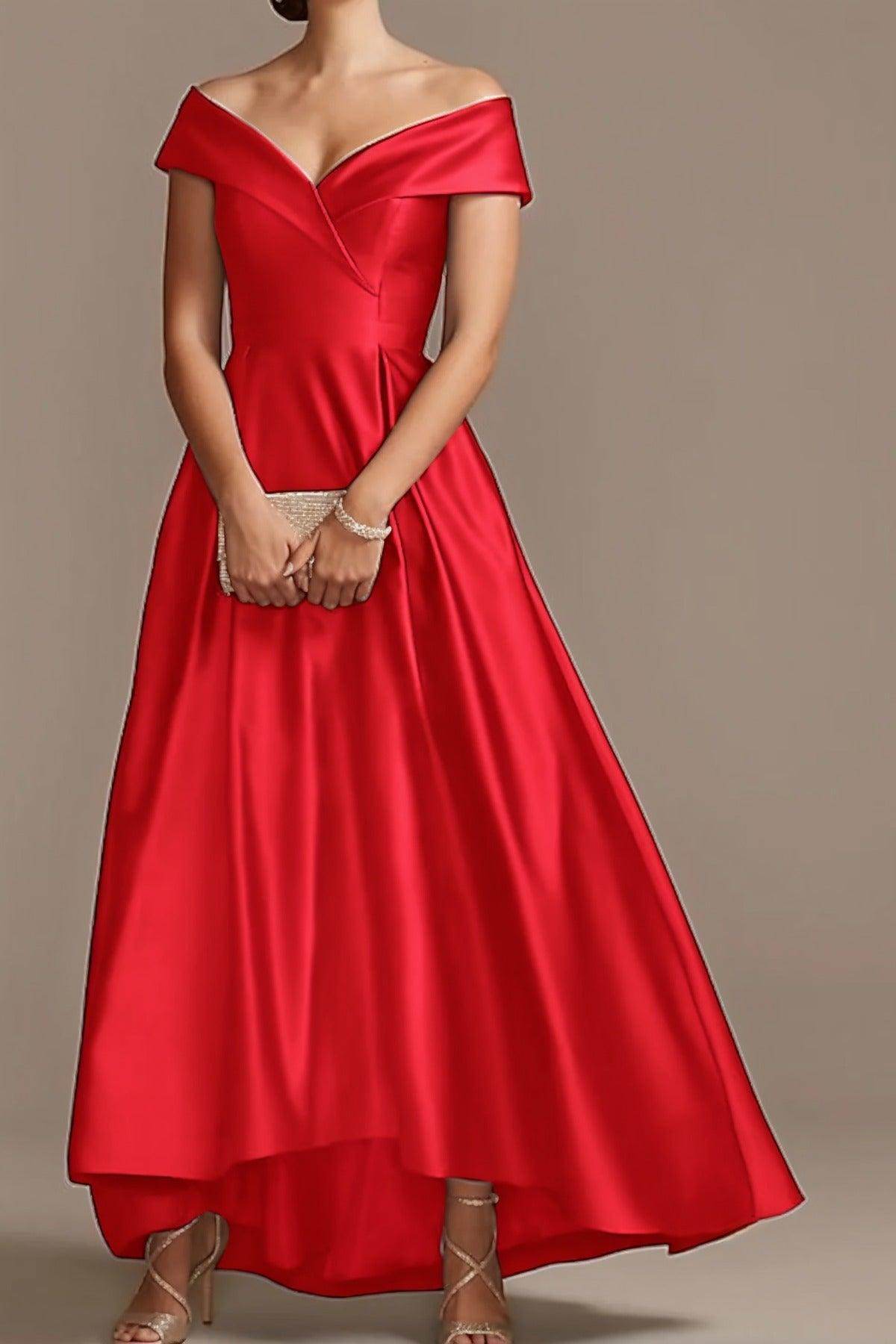 High Low Ankle Length Satin Mother Dress CM0078 - COCOMELODY