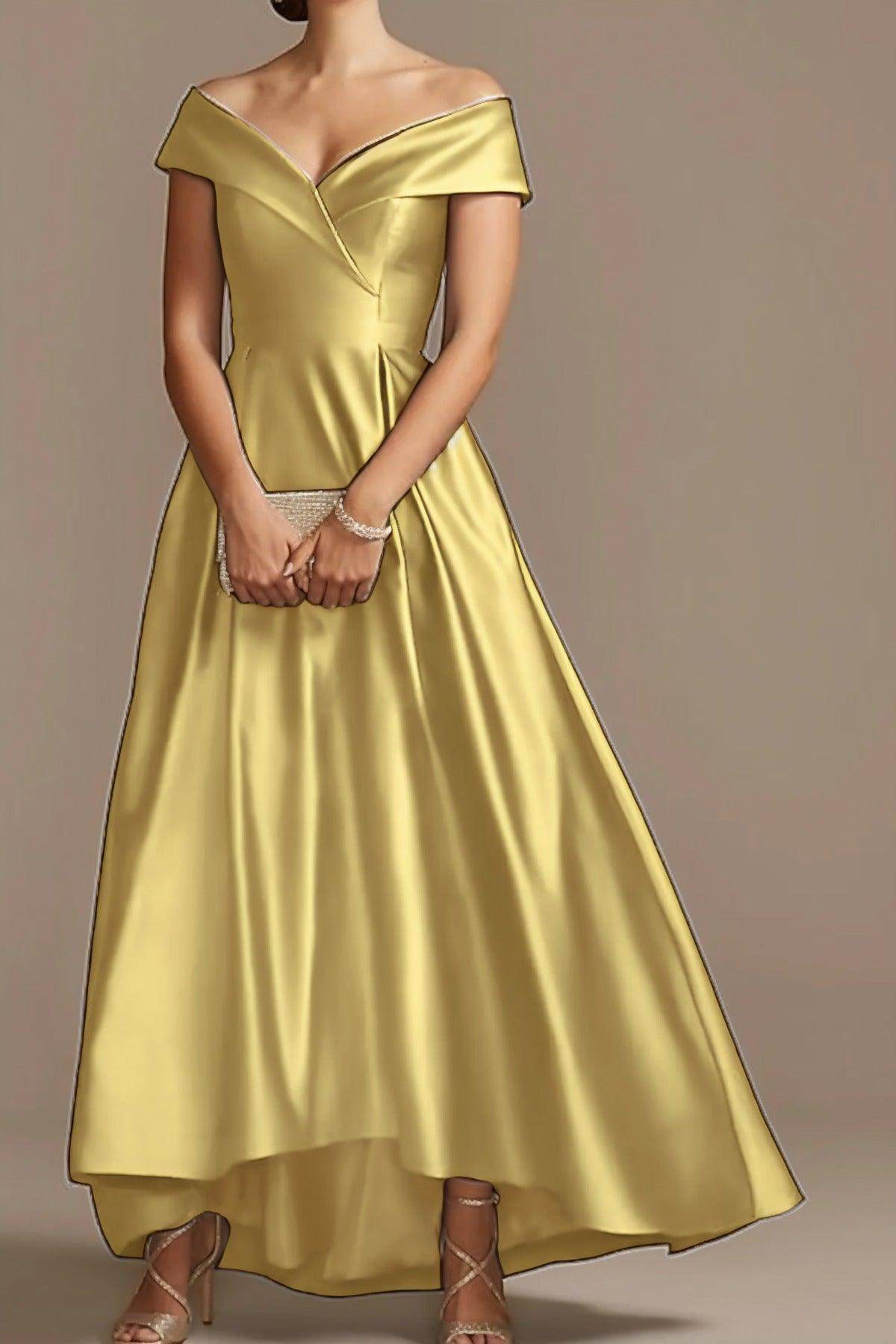 High Low Ankle Length Satin Mother Dress CM0078 - COCOMELODY