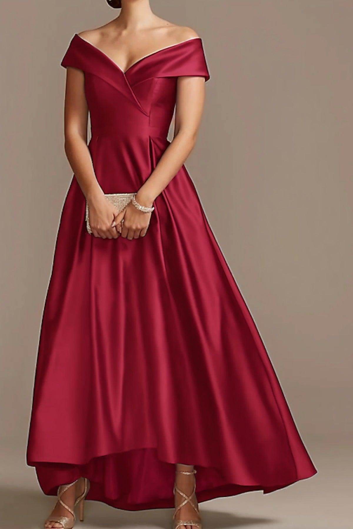 High Low Ankle Length Satin Mother Dress CM0078 - COCOMELODY