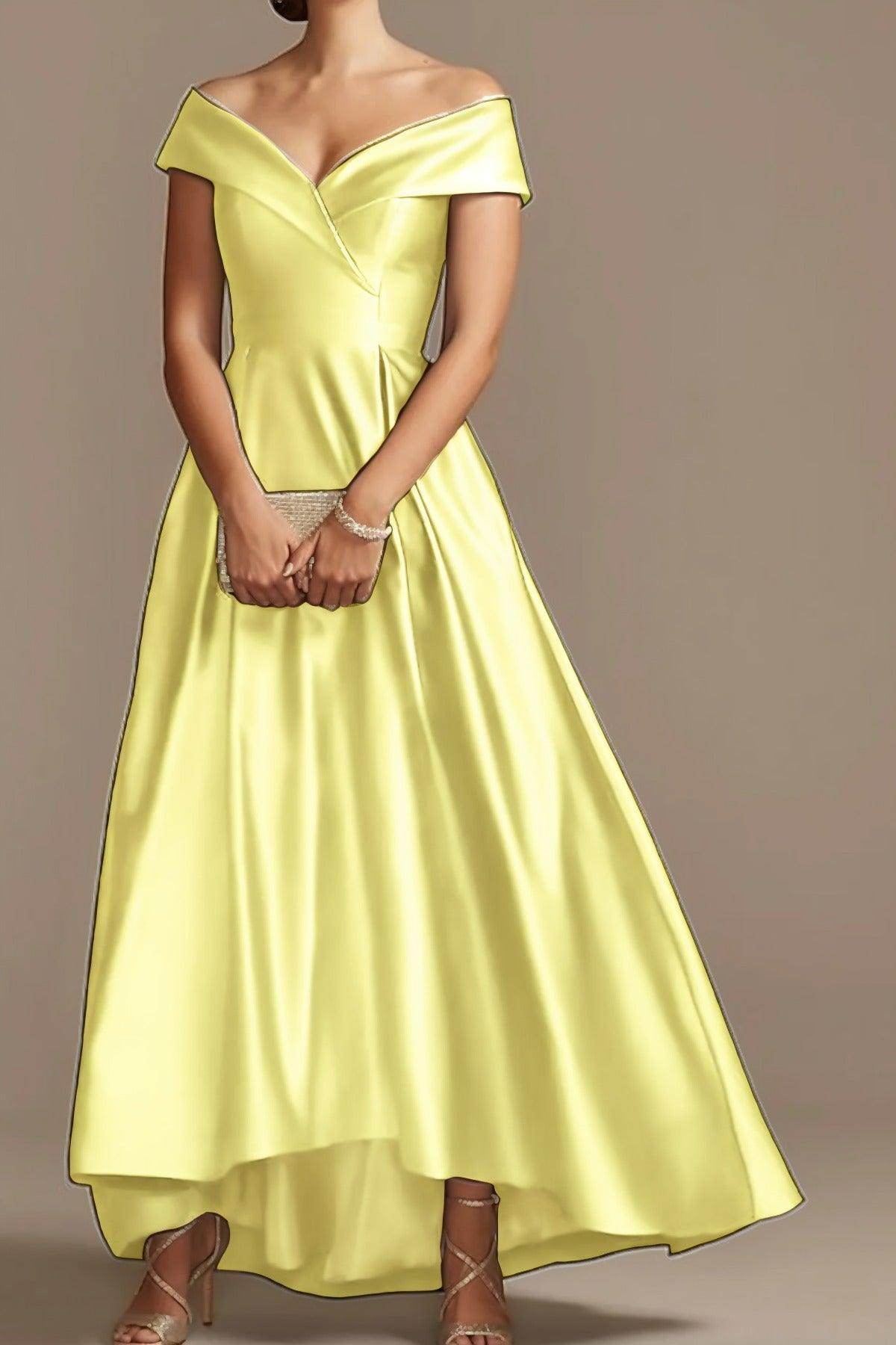 High Low Ankle Length Satin Mother Dress CM0078 - COCOMELODY