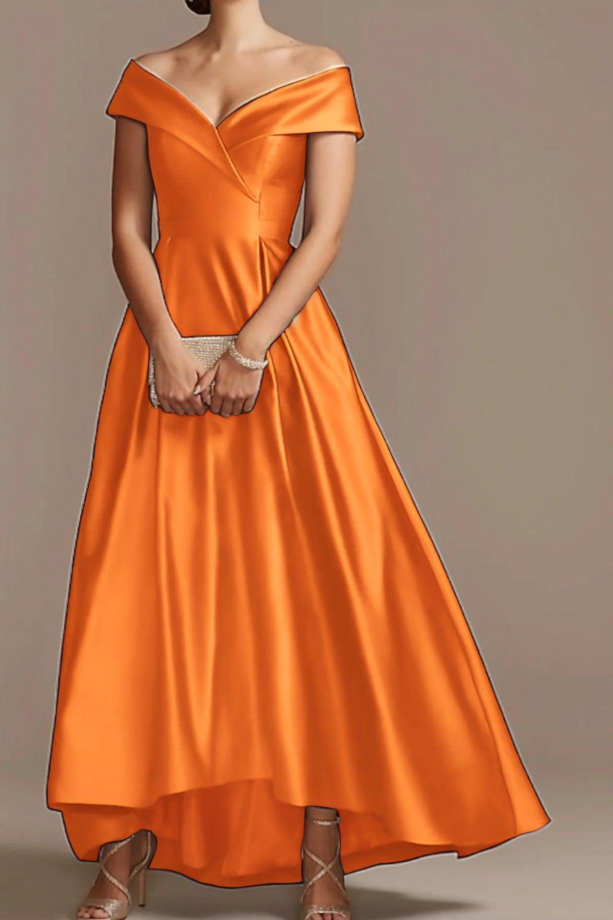 High Low Ankle Length Satin Mother Dress CM0078 - COCOMELODY