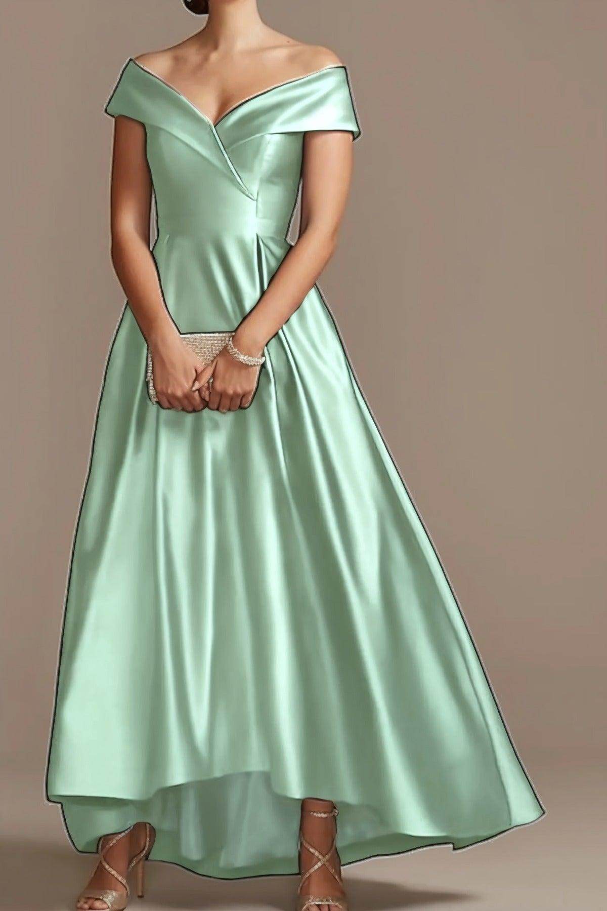 High Low Ankle Length Satin Mother Dress CM0078 - COCOMELODY