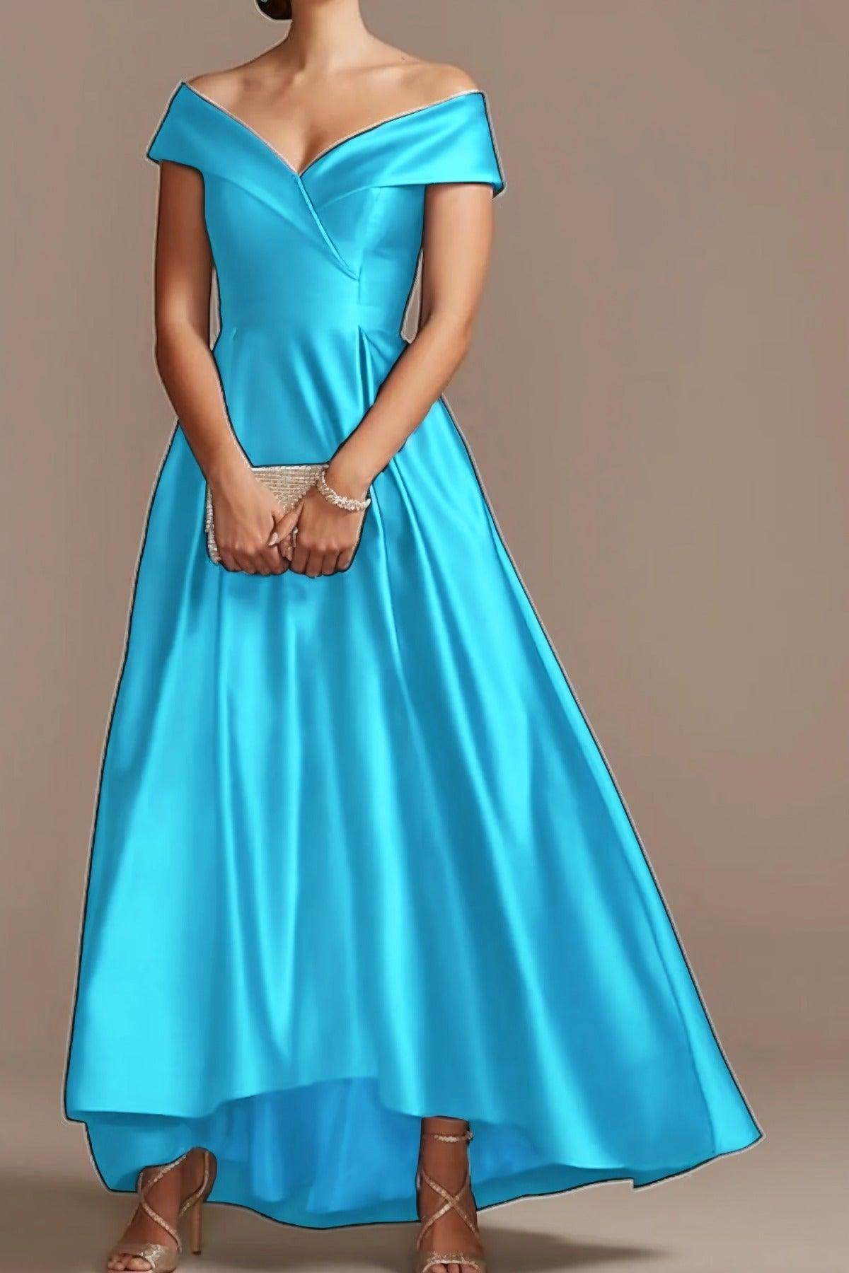 High Low Ankle Length Satin Mother Dress CM0078 - COCOMELODY