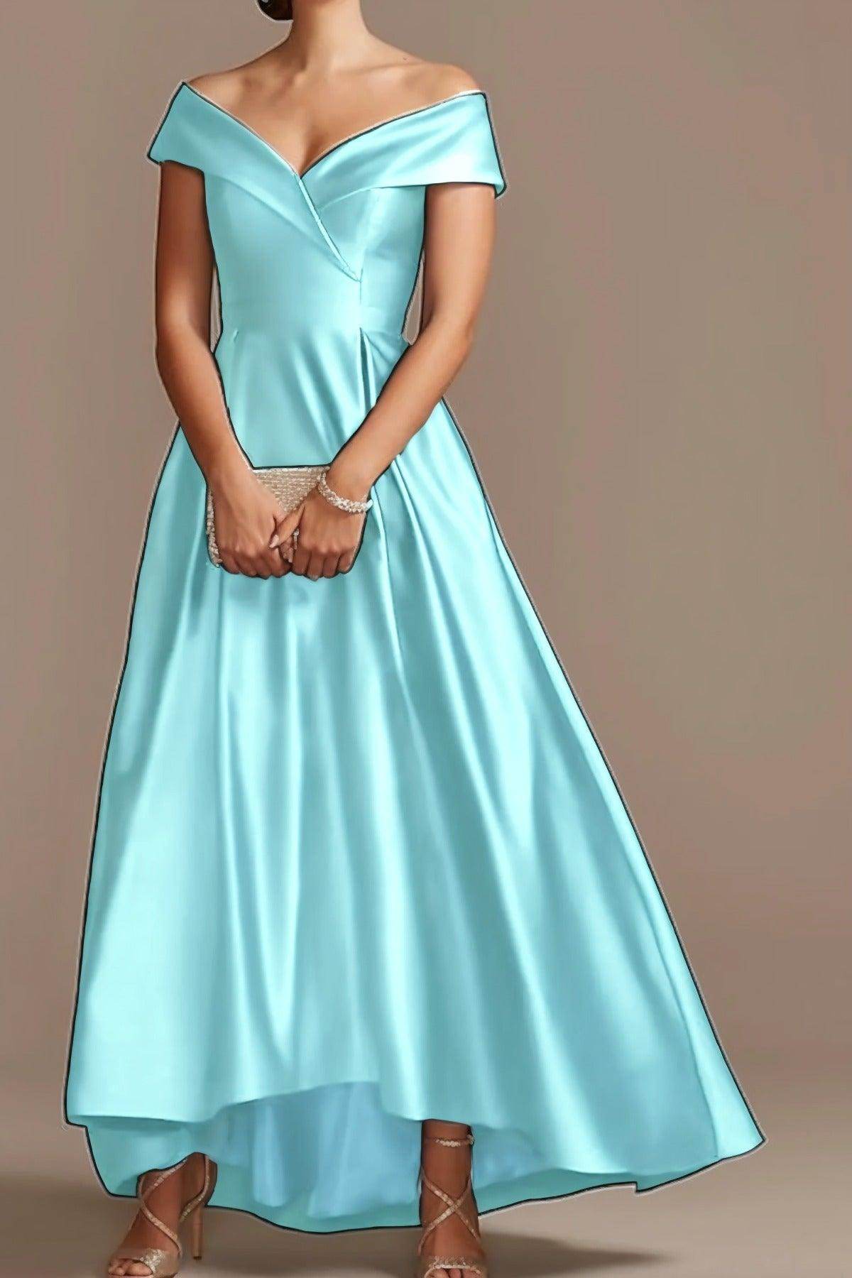 High Low Ankle Length Satin Mother Dress CM0078 - COCOMELODY