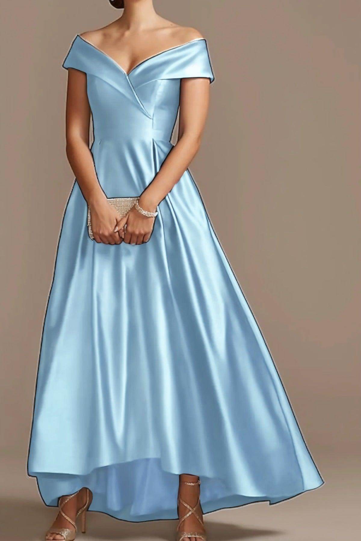 High Low Ankle Length Satin Mother Dress CM0078 - COCOMELODY