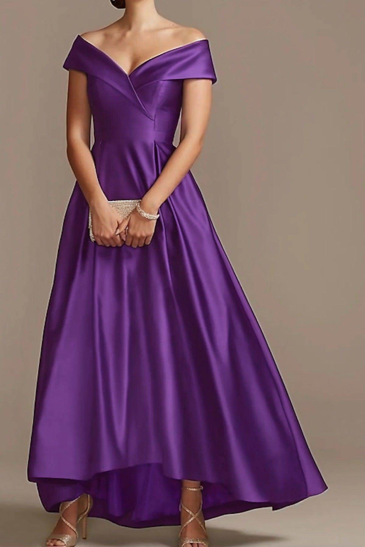 High Low Ankle Length Satin Mother Dress CM0078 - COCOMELODY