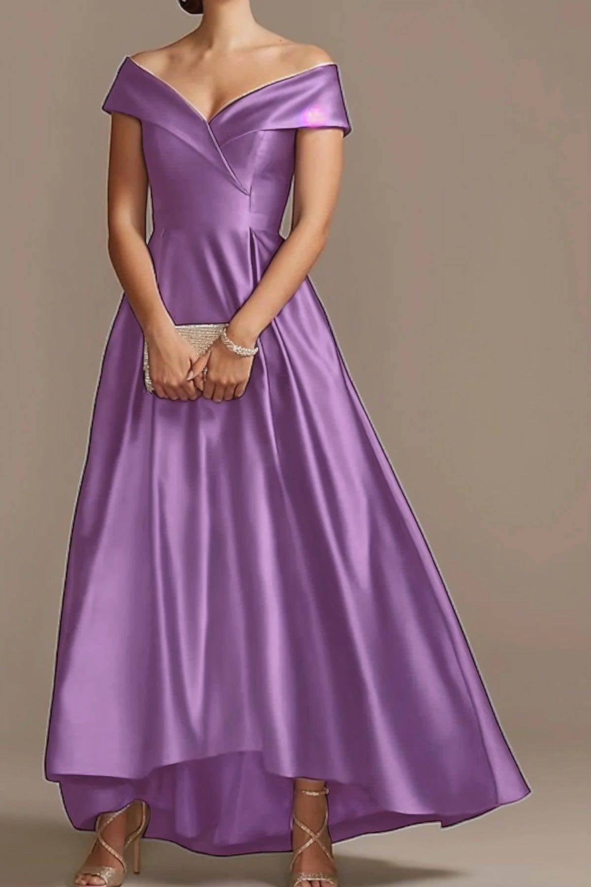 High Low Ankle Length Satin Mother Dress CM0078 - COCOMELODY