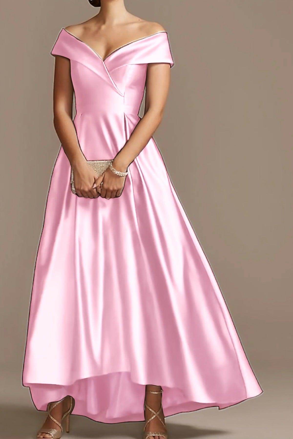 High Low Ankle Length Satin Mother Dress CM0078 - COCOMELODY