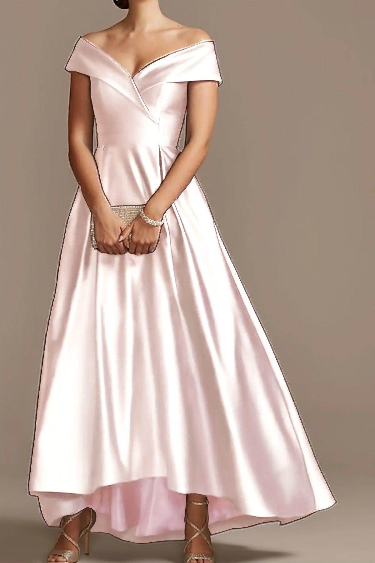 High Low Ankle Length Satin Mother Dress CM0078 - COCOMELODY