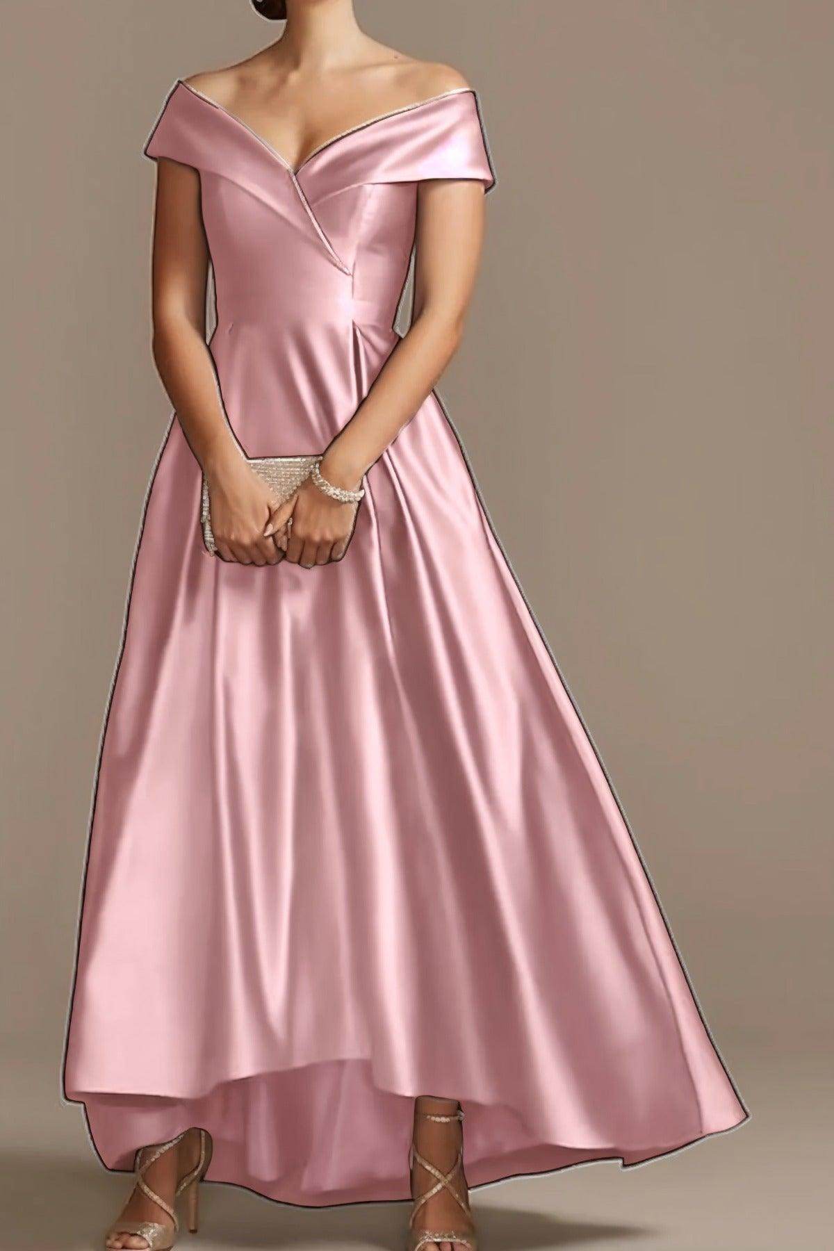 High Low Ankle Length Satin Mother Dress CM0078 - COCOMELODY