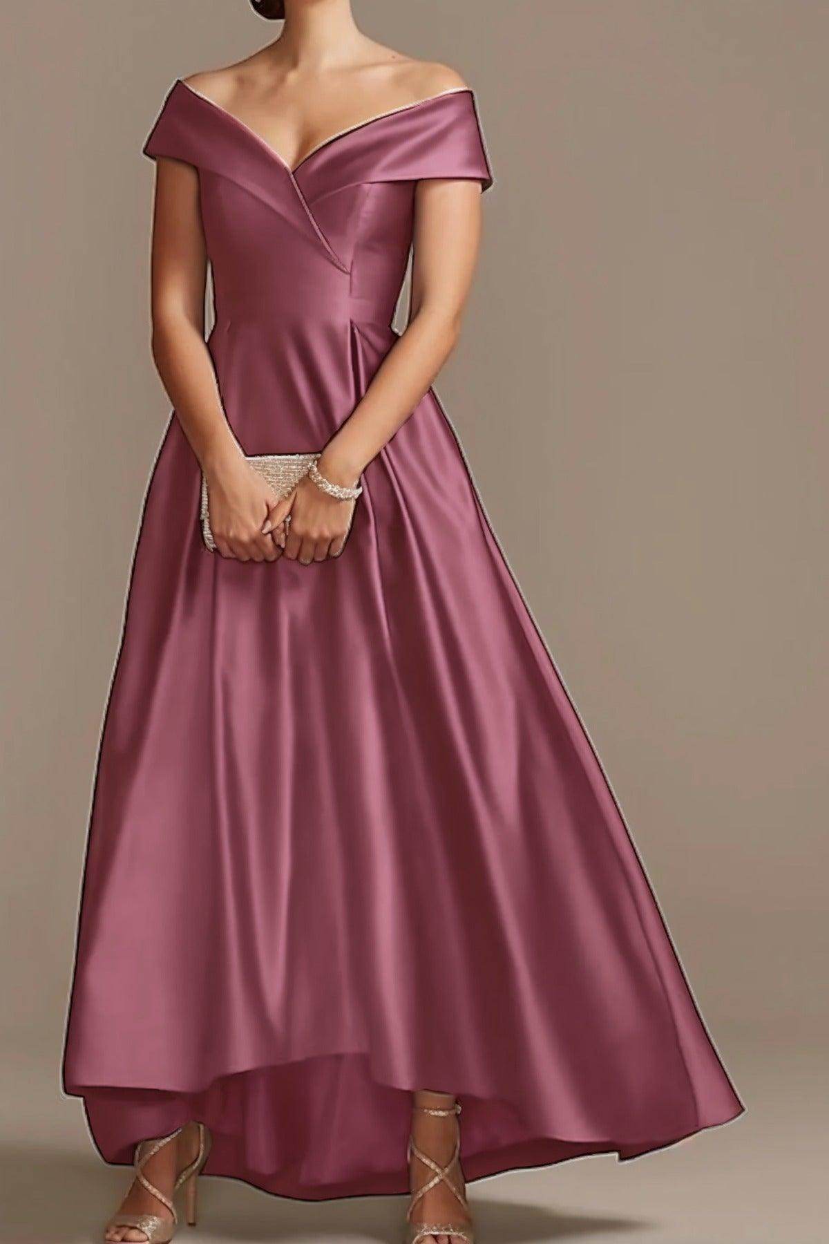 High Low Ankle Length Satin Mother Dress CM0078 - COCOMELODY