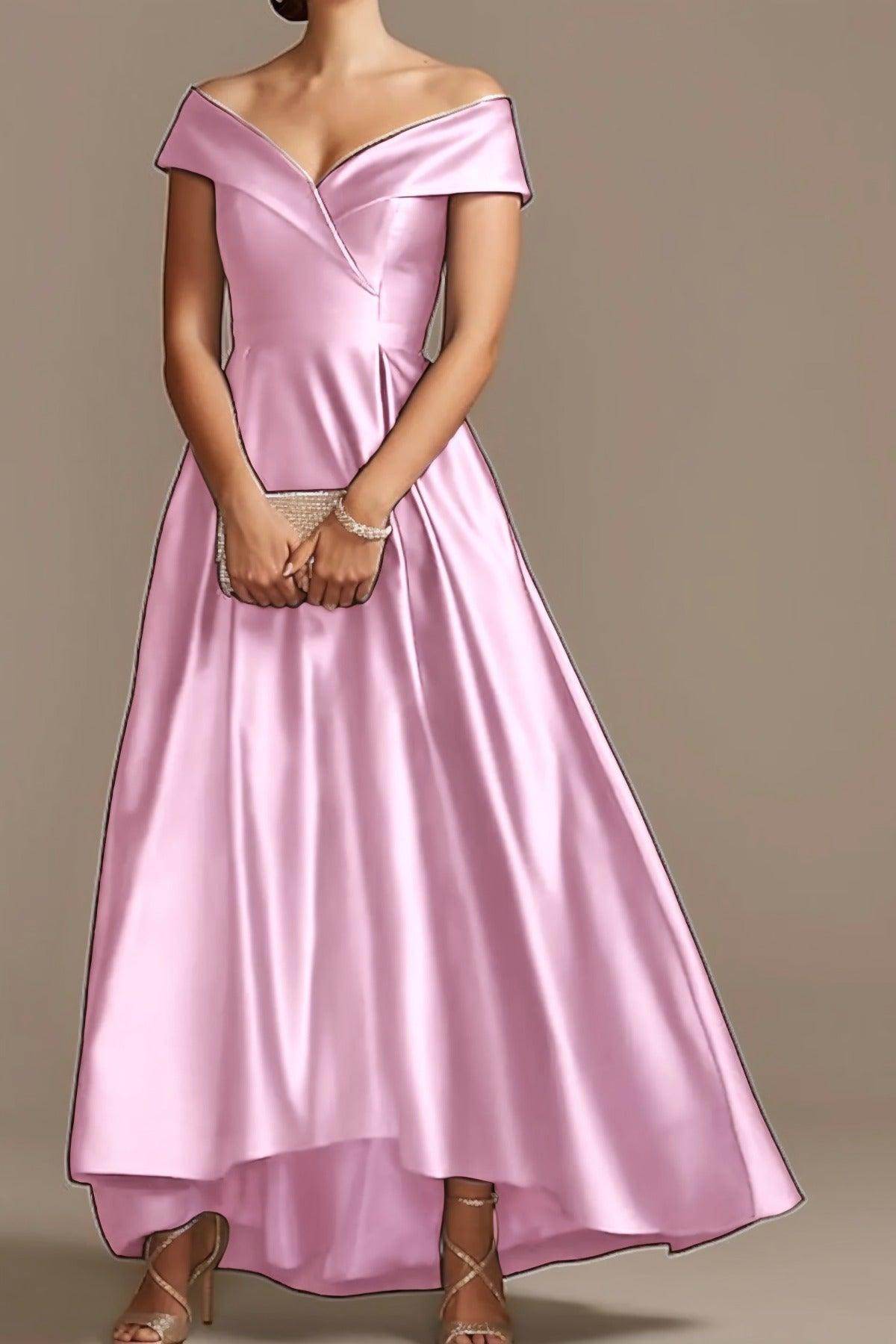 High Low Ankle Length Satin Mother Dress CM0078 - COCOMELODY