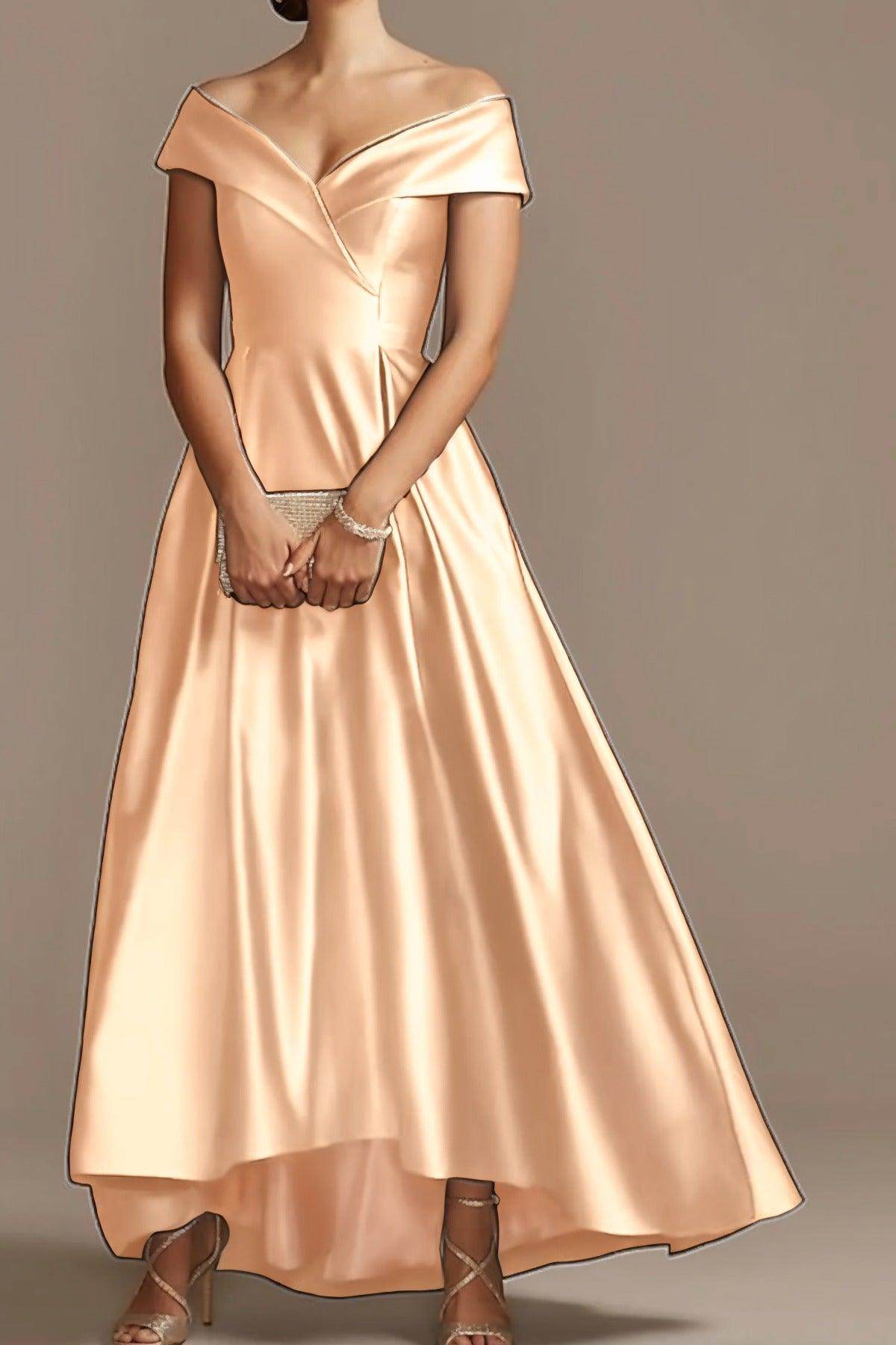 High Low Ankle Length Satin Mother Dress CM0078 - COCOMELODY