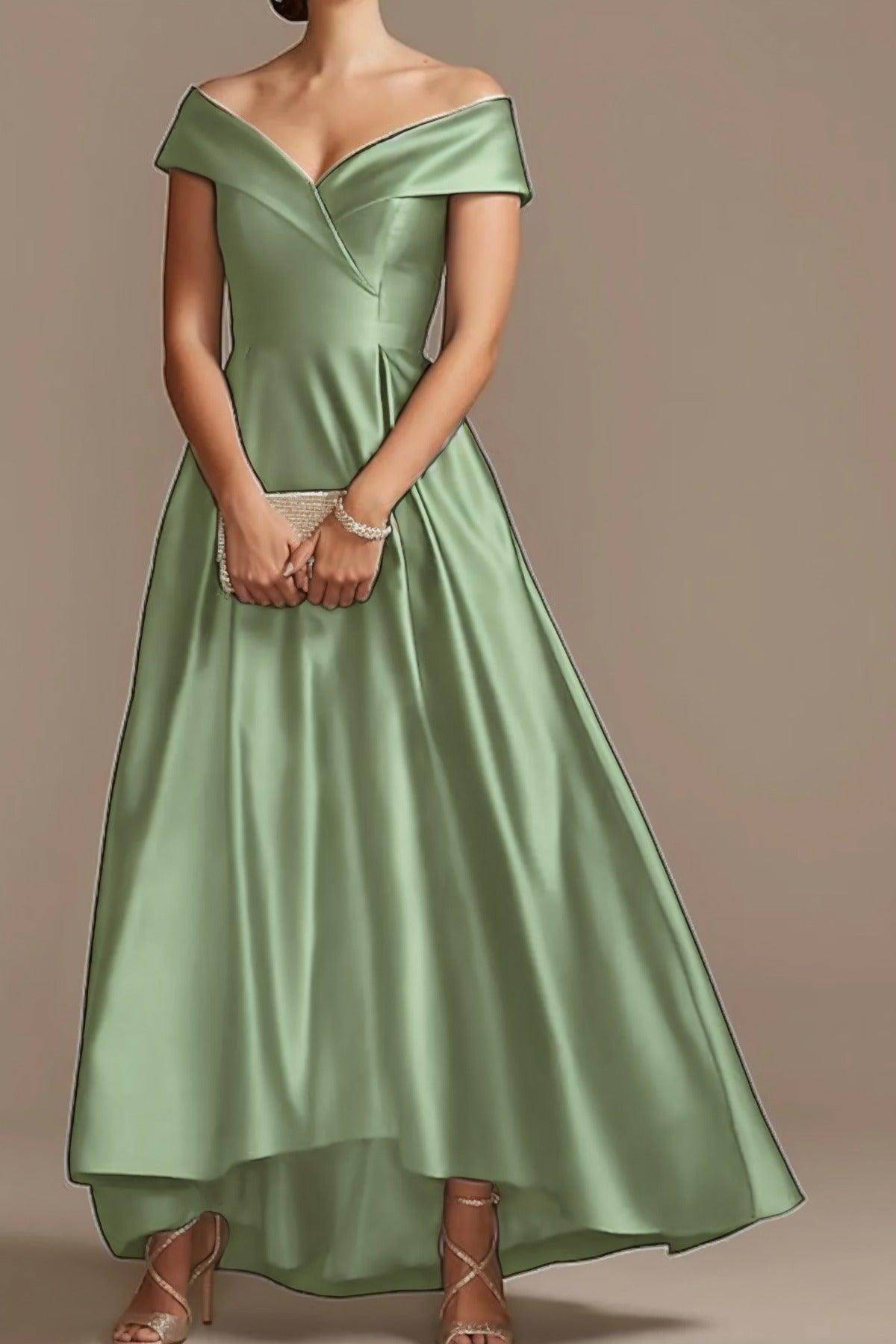 High Low Ankle Length Satin Mother Dress CM0078 - COCOMELODY