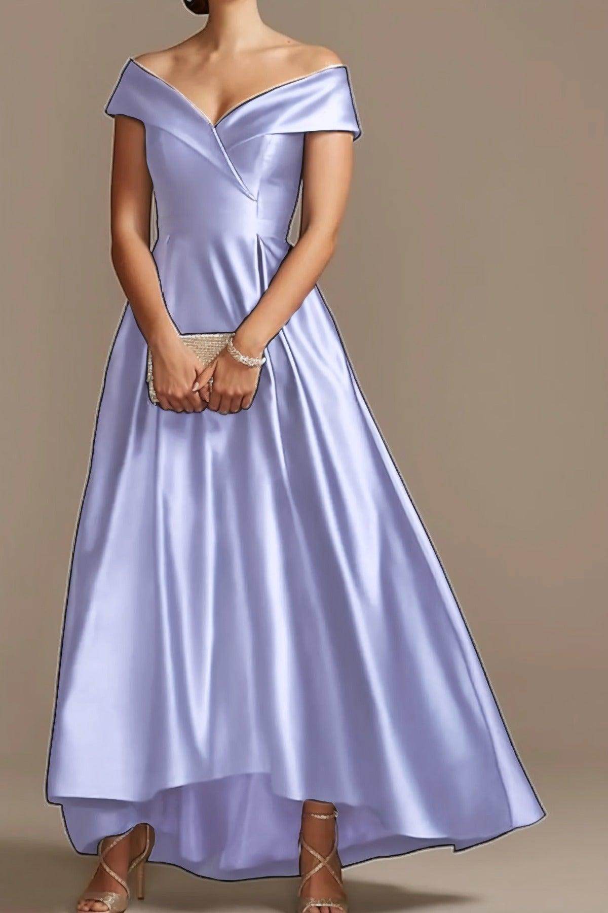 High Low Ankle Length Satin Mother Dress CM0078 - COCOMELODY