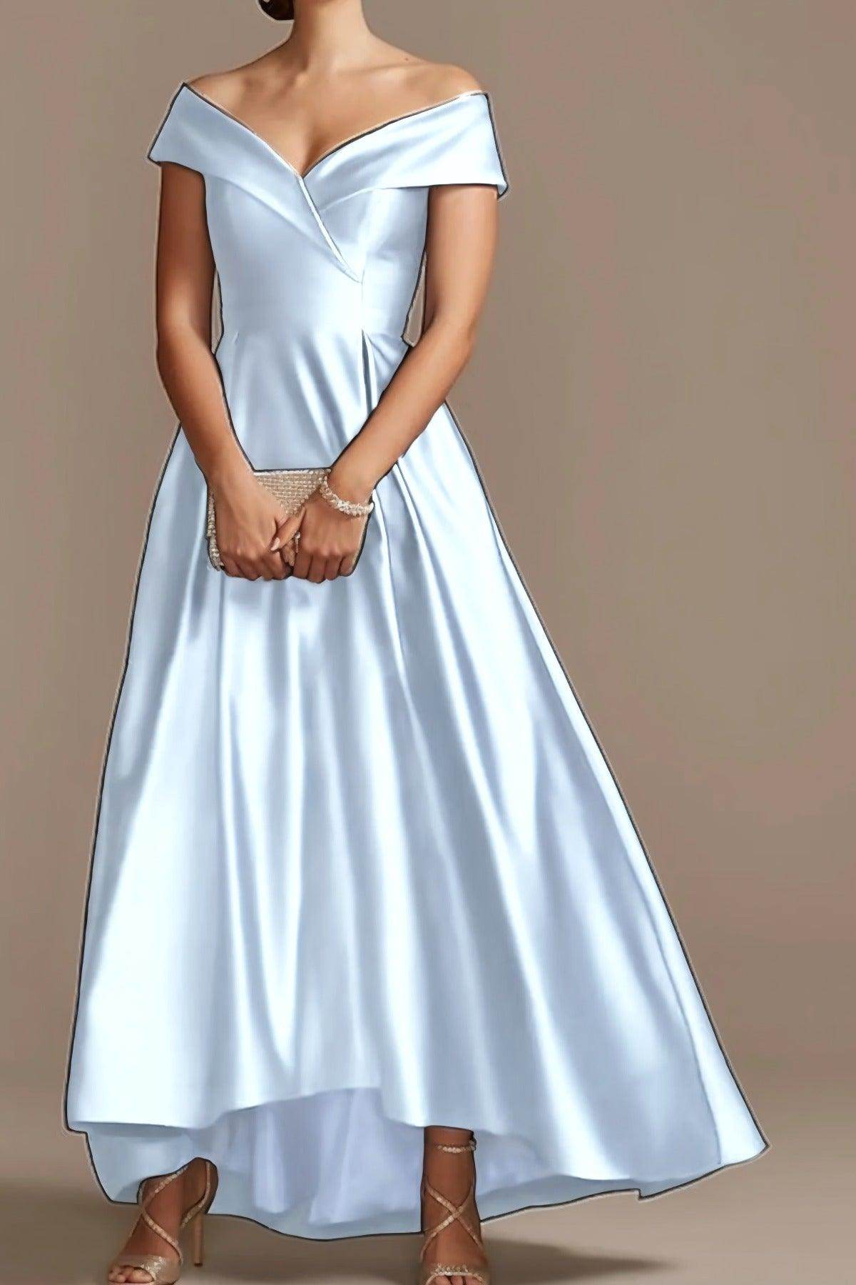 High Low Ankle Length Satin Mother Dress CM0078 - COCOMELODY