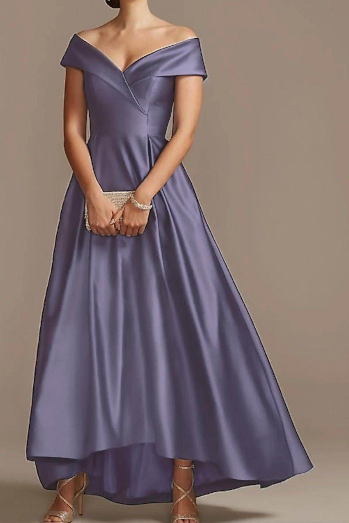 High Low Ankle Length Satin Mother Dress CM0078 - COCOMELODY