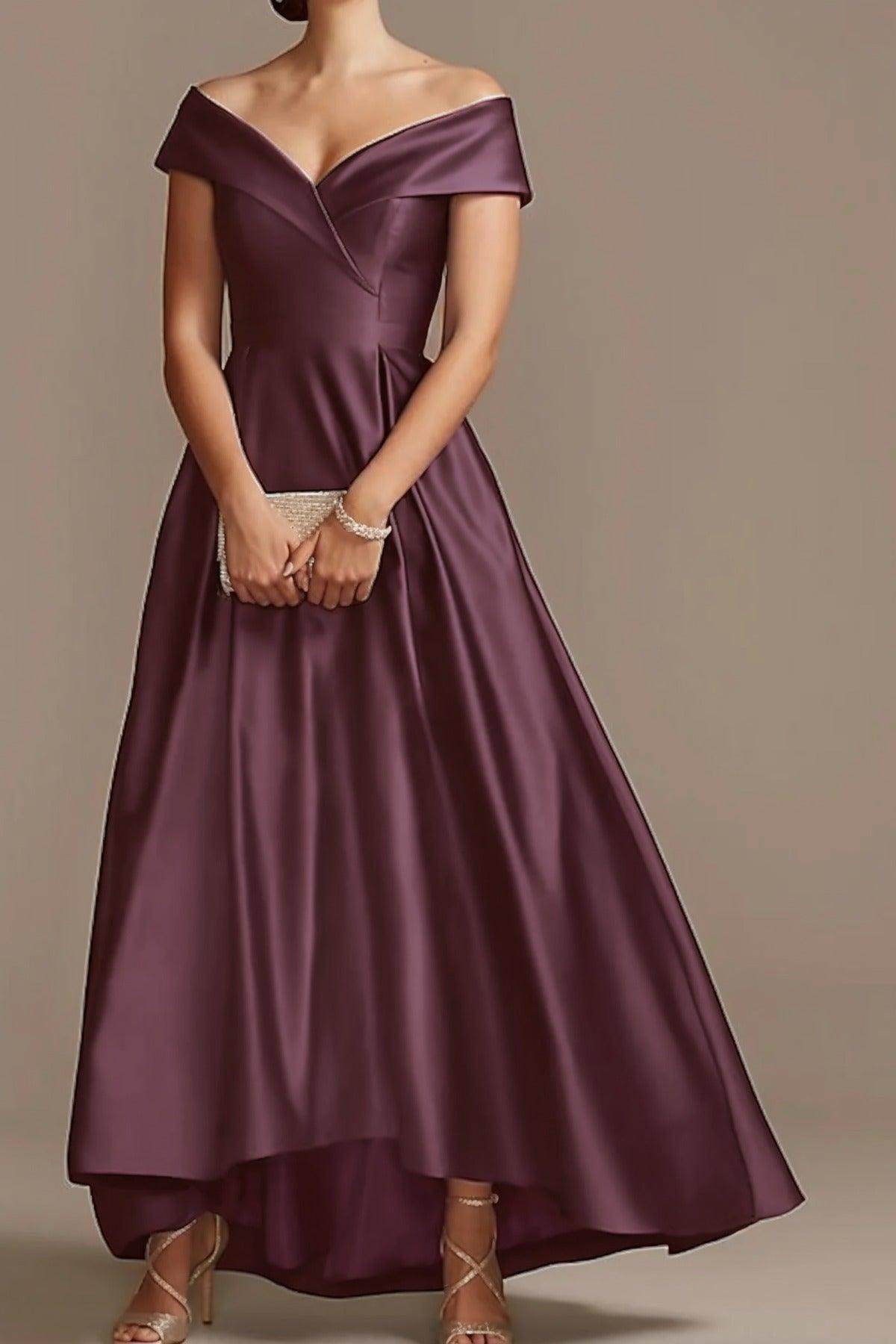 High Low Ankle Length Satin Mother Dress CM0078 - COCOMELODY