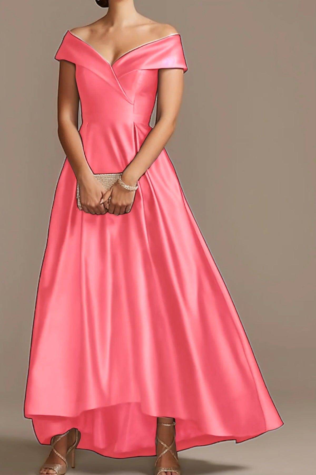 High Low Ankle Length Satin Mother Dress CM0078 - COCOMELODY