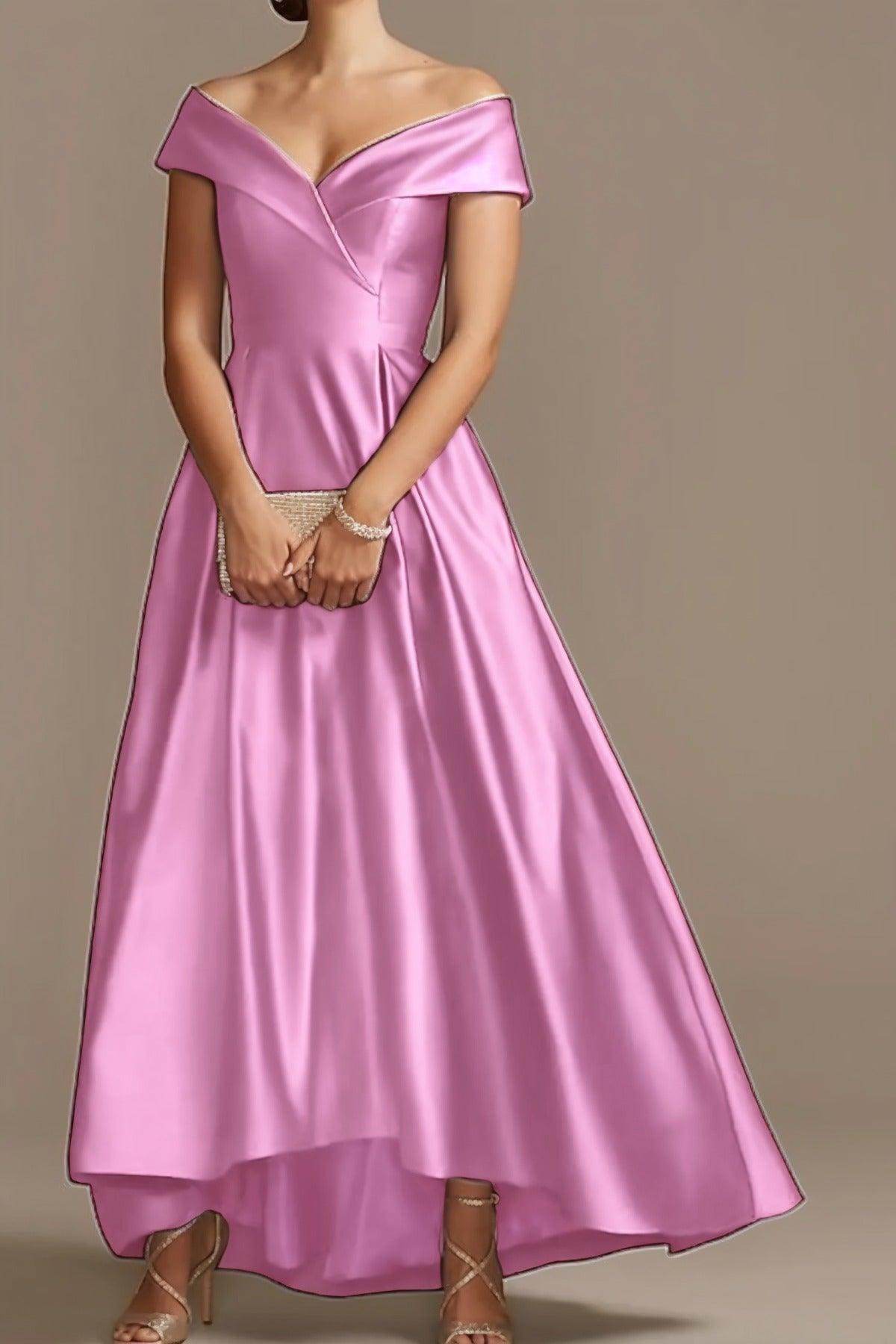 High Low Ankle Length Satin Mother Dress CM0078 - COCOMELODY