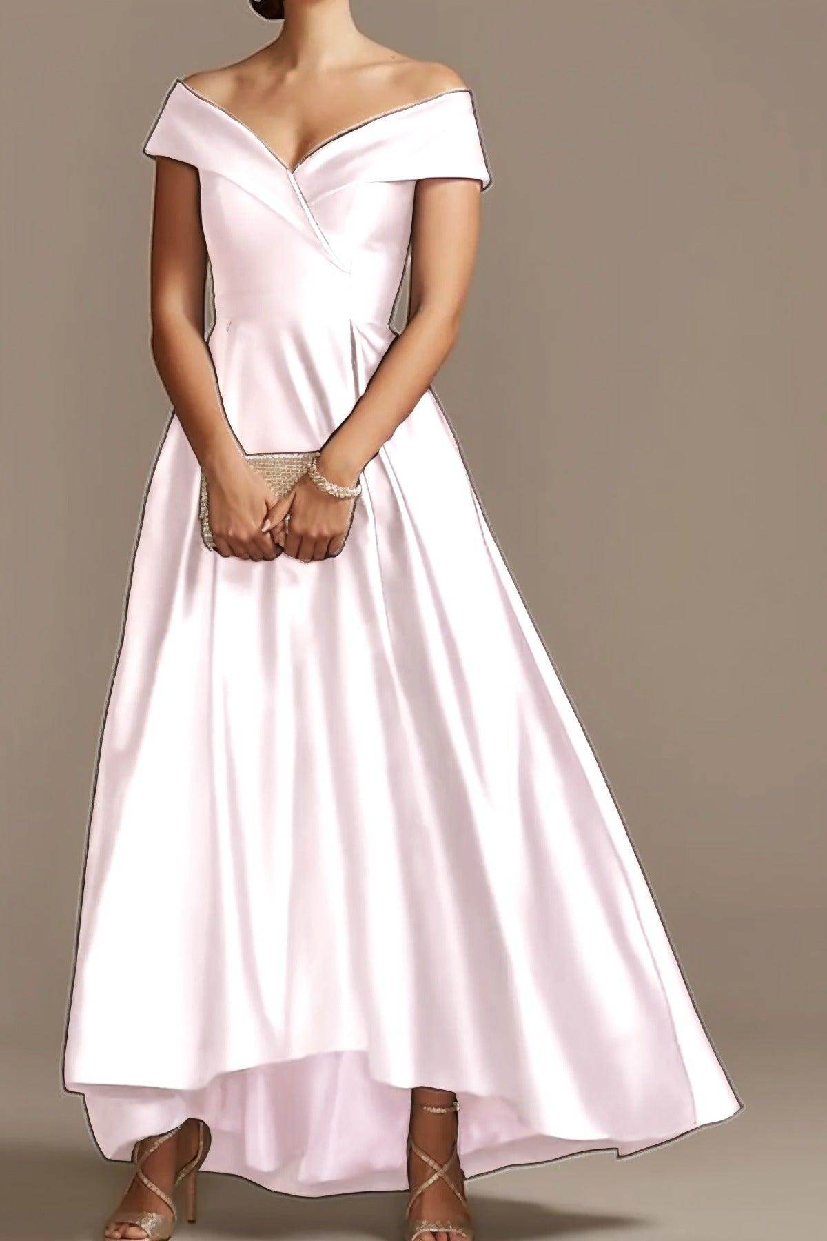 High Low Ankle Length Satin Mother Dress CM0078 - COCOMELODY