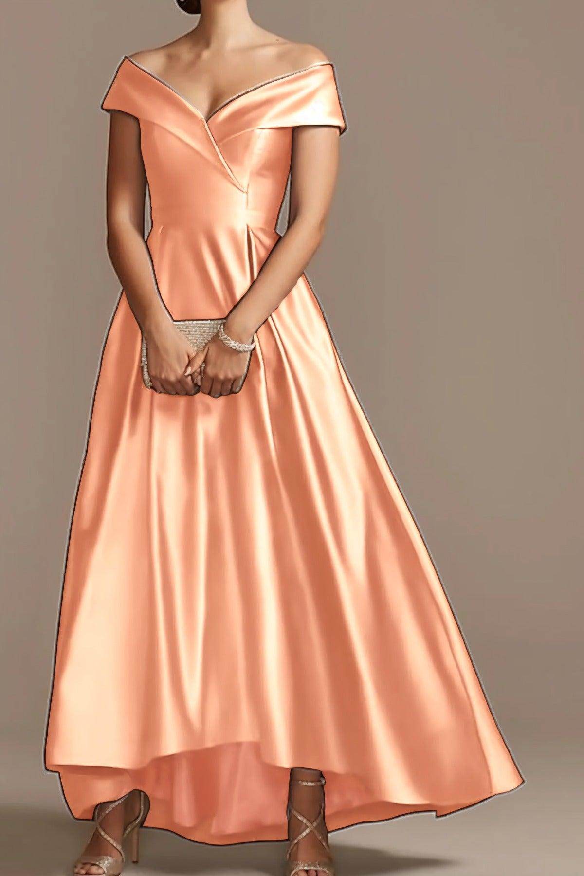 High Low Ankle Length Satin Mother Dress CM0078 - COCOMELODY