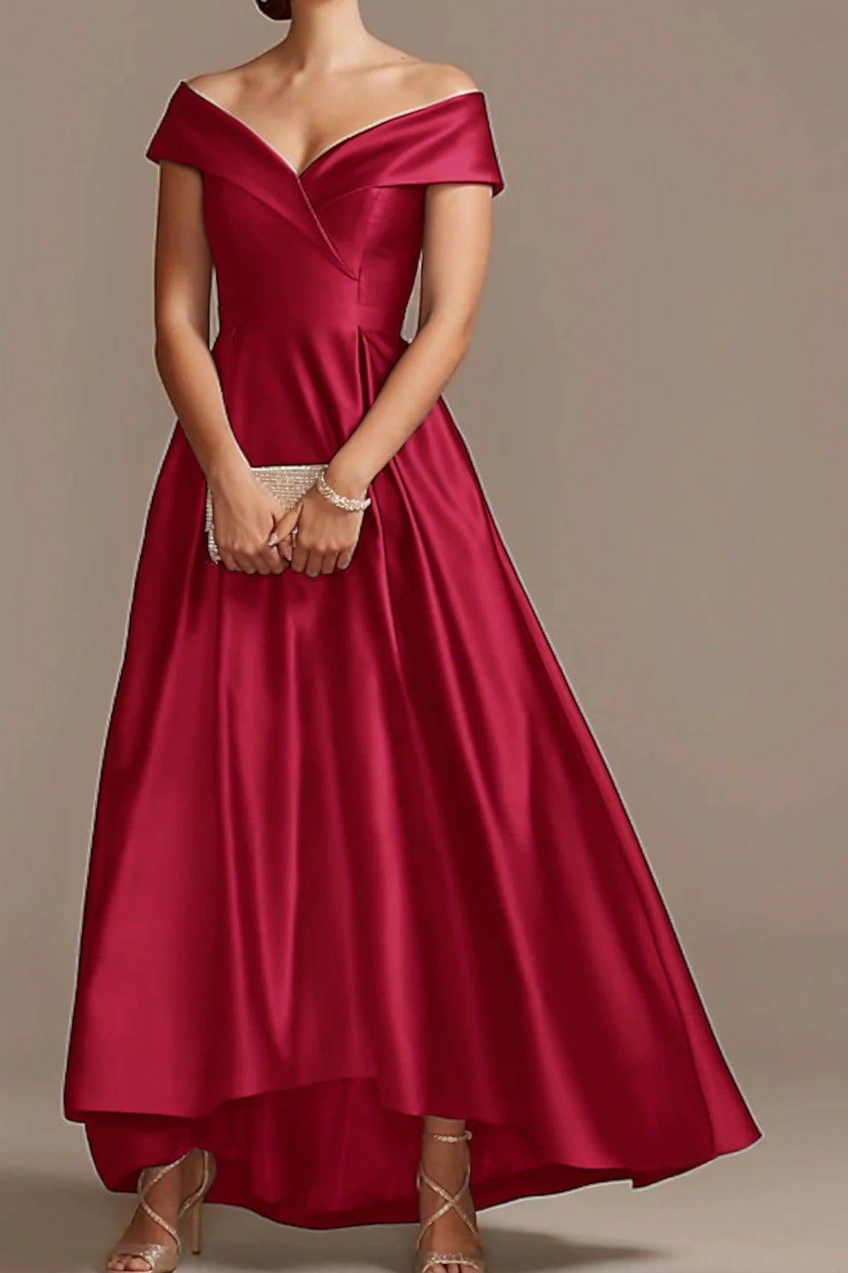 High Low Ankle Length Satin Mother Dress CM0078 - COCOMELODY