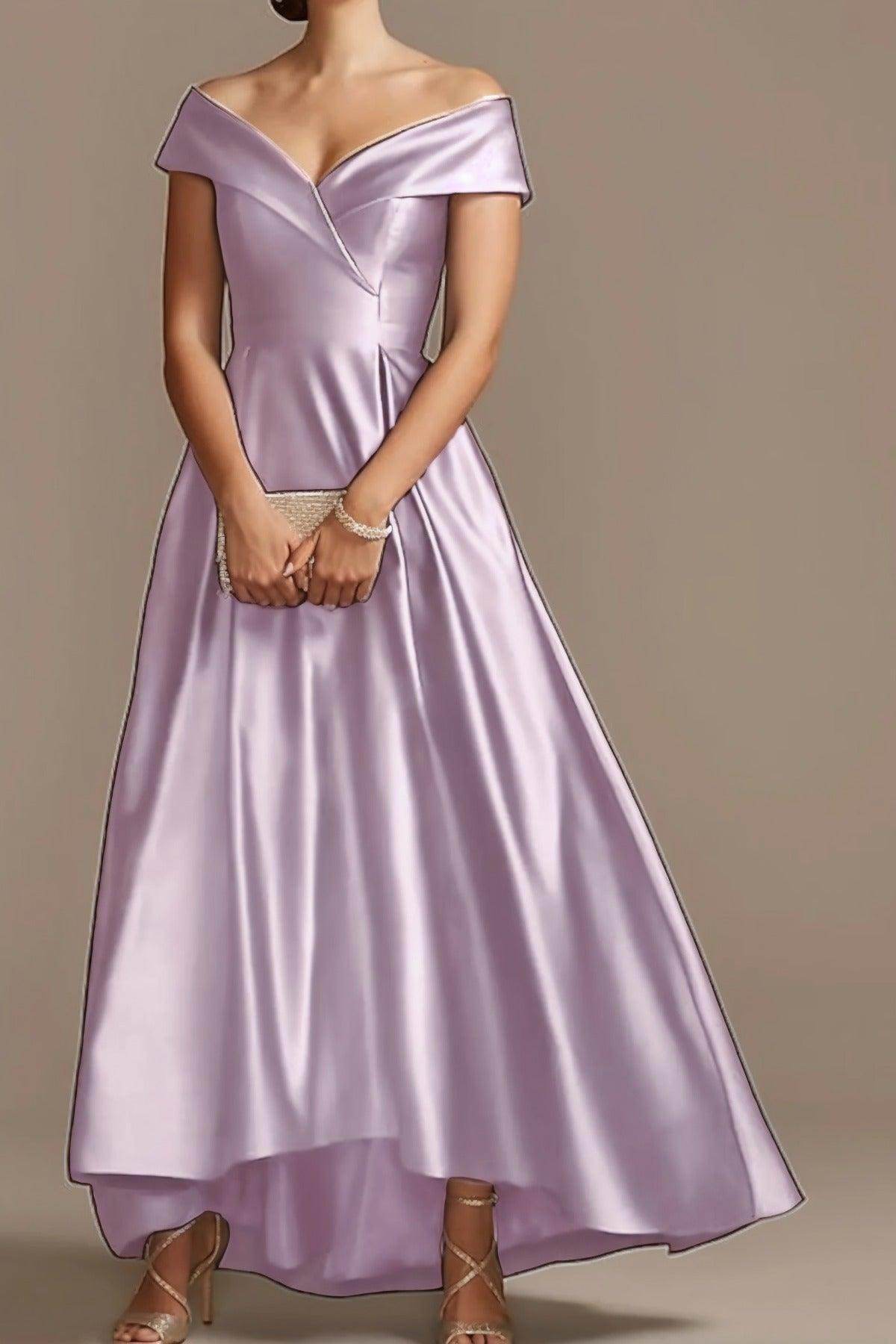 High Low Ankle Length Satin Mother Dress CM0078 - COCOMELODY