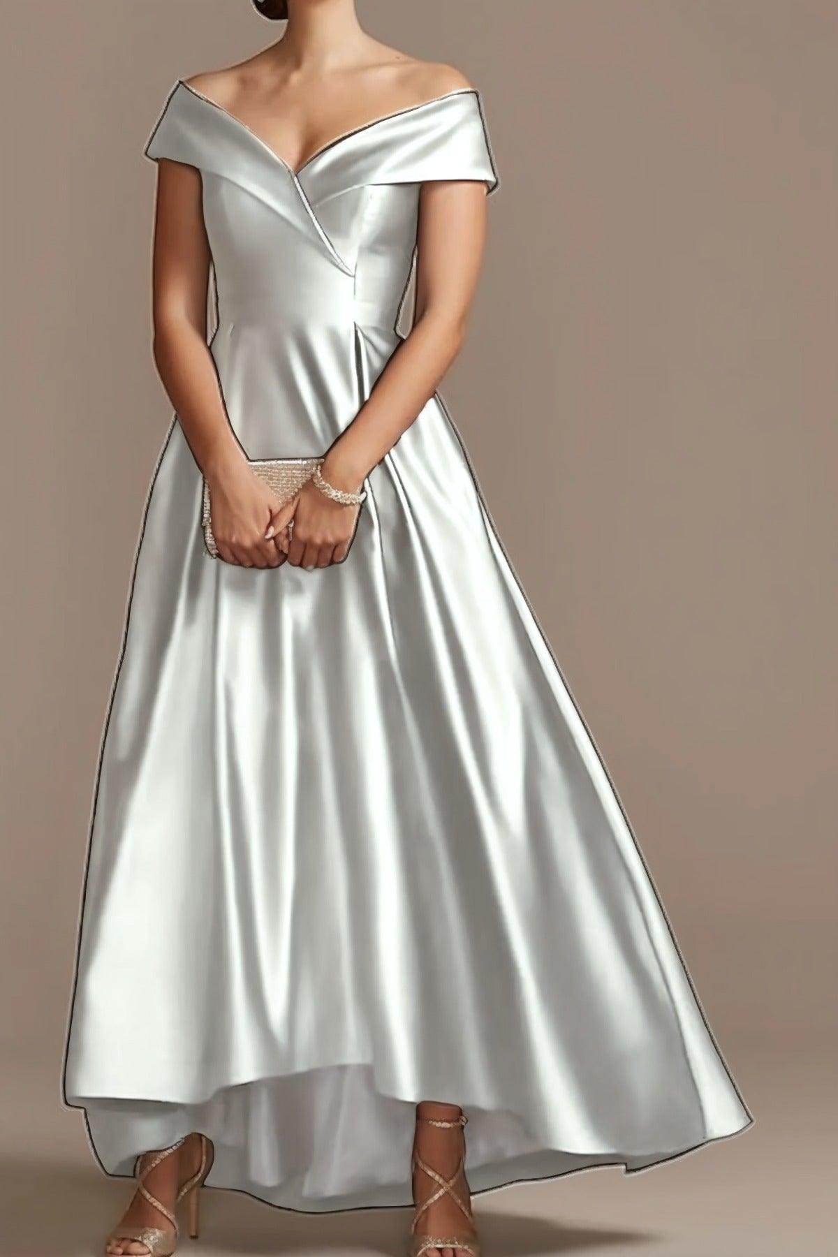 High Low Ankle Length Satin Mother Dress CM0078 - COCOMELODY