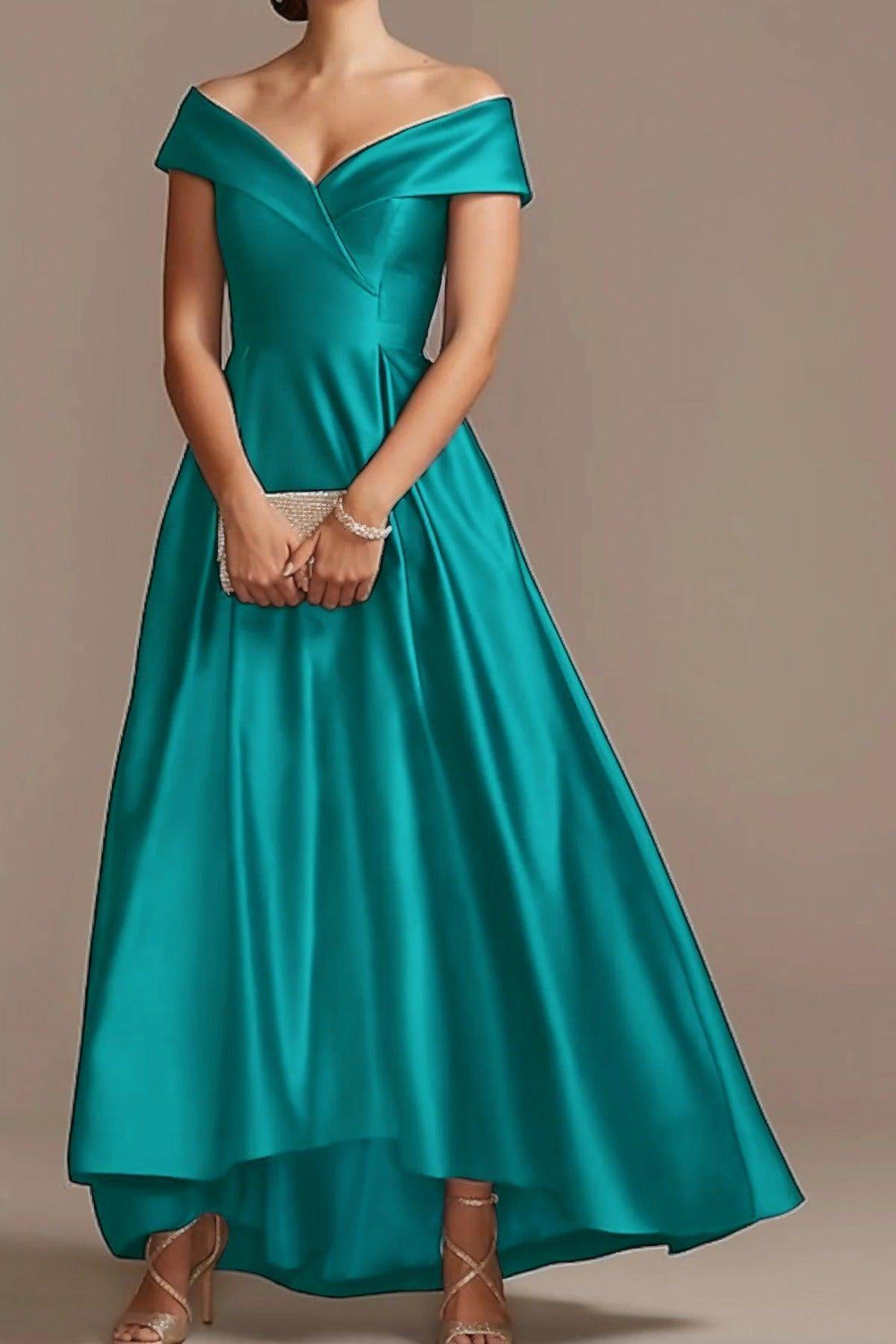 High Low Ankle Length Satin Mother Dress CM0078 - COCOMELODY