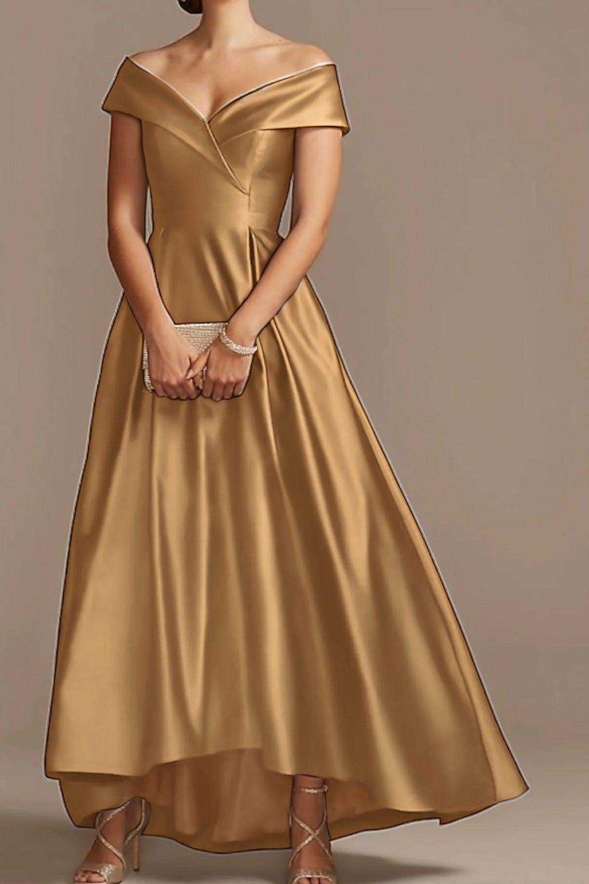 High Low Ankle Length Satin Mother Dress CM0078 - COCOMELODY