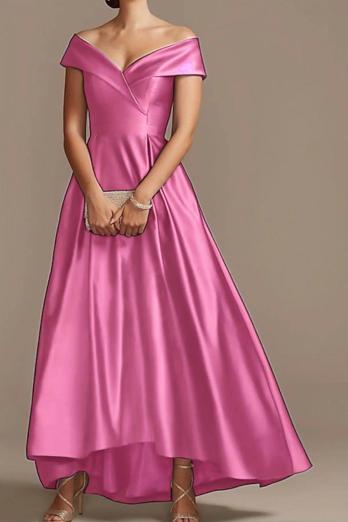 High Low Ankle Length Satin Mother Dress CM0078 - COCOMELODY