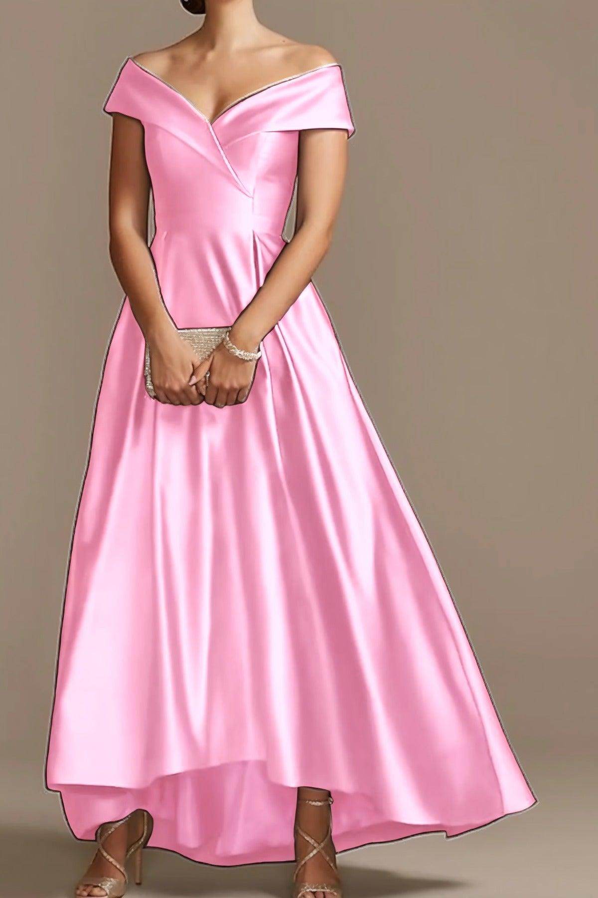 High Low Ankle Length Satin Mother Dress CM0078 - COCOMELODY