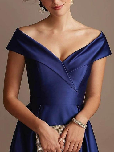 High Low Ankle Length Satin Mother Dress CM0078CR - COCOMELODY