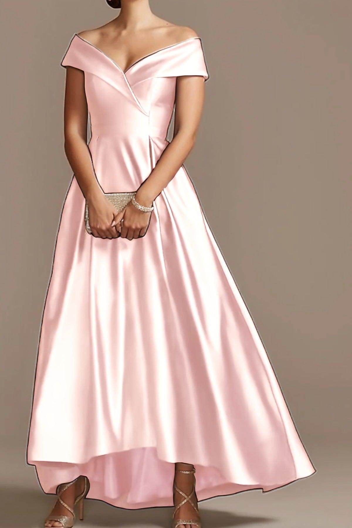 High Low Ankle Length Satin Mother Dress CM0078 - COCOMELODY