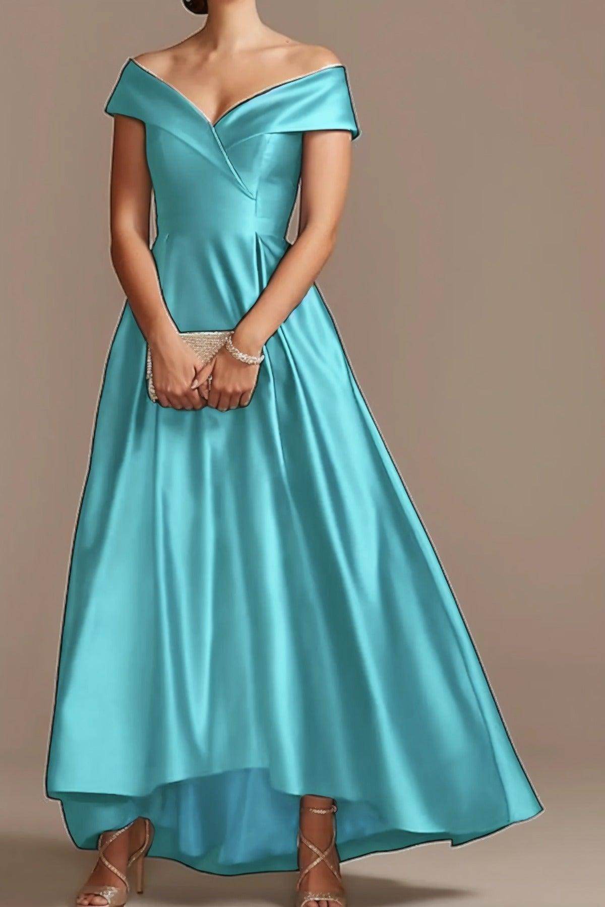 High Low Ankle Length Satin Mother Dress CM0078 - COCOMELODY