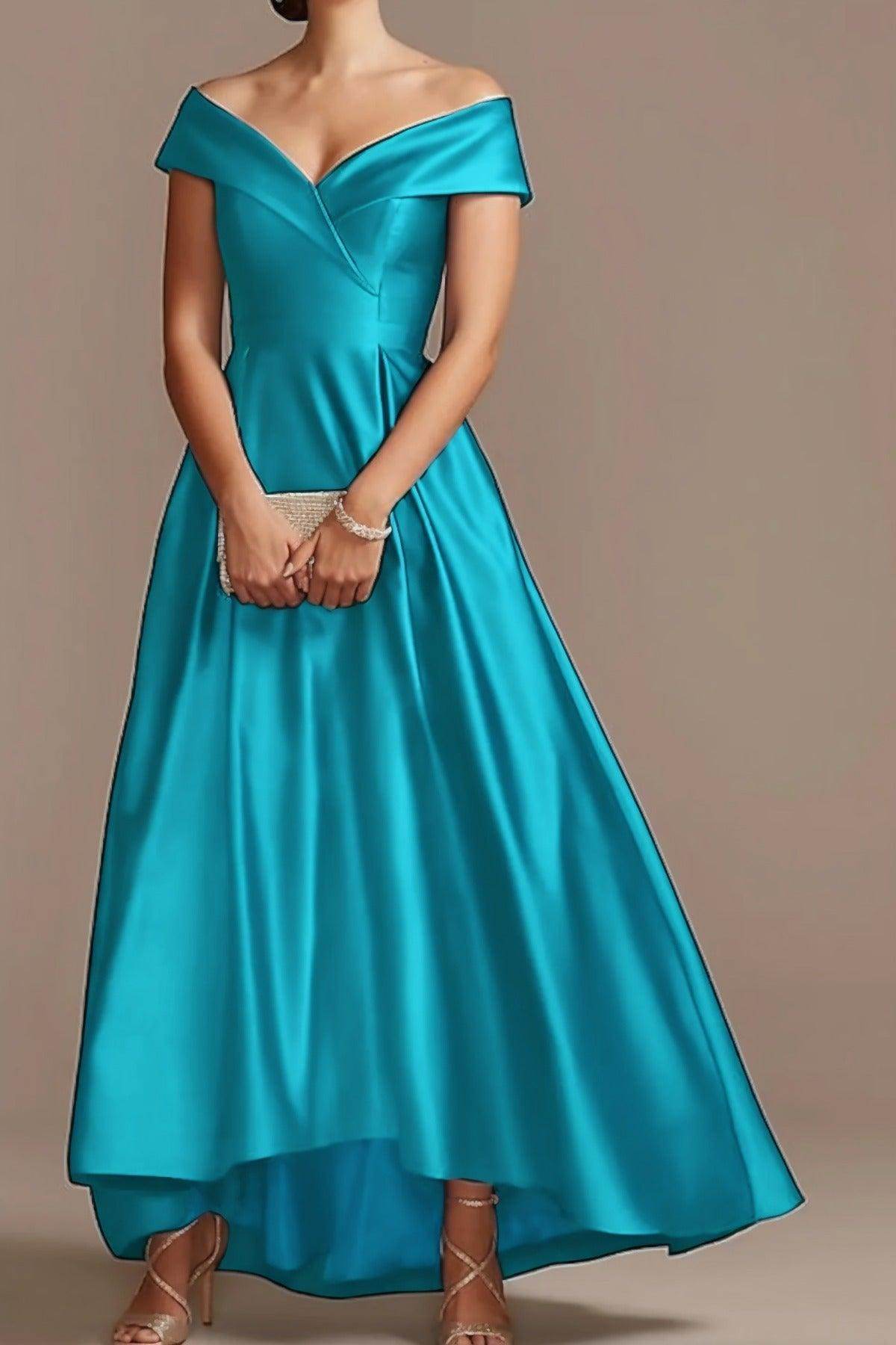 High Low Ankle Length Satin Mother Dress CM0078 - COCOMELODY