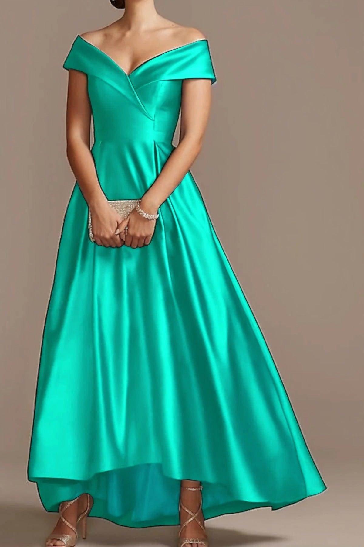 High Low Ankle Length Satin Mother Dress CM0078 - COCOMELODY