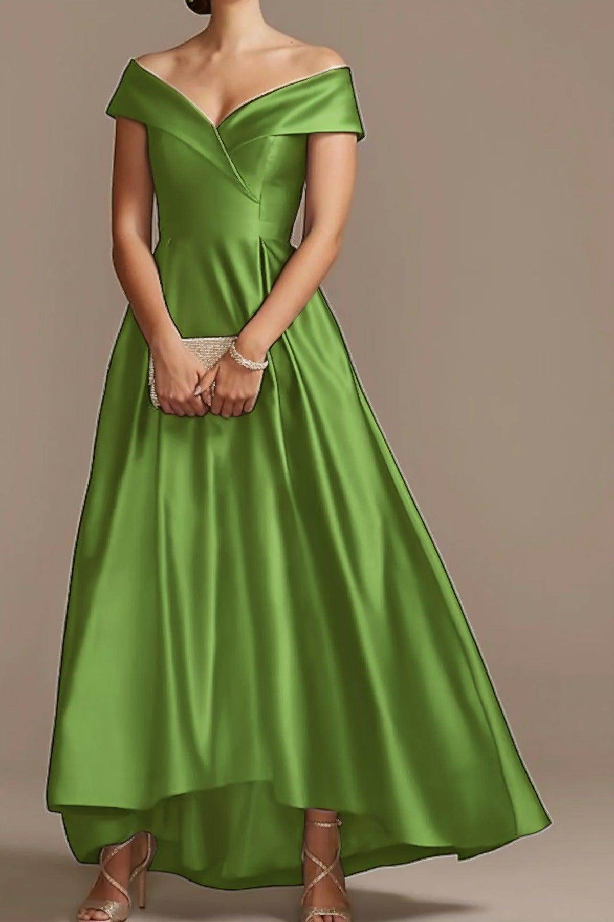 High Low Ankle Length Satin Mother Dress CM0078 - COCOMELODY