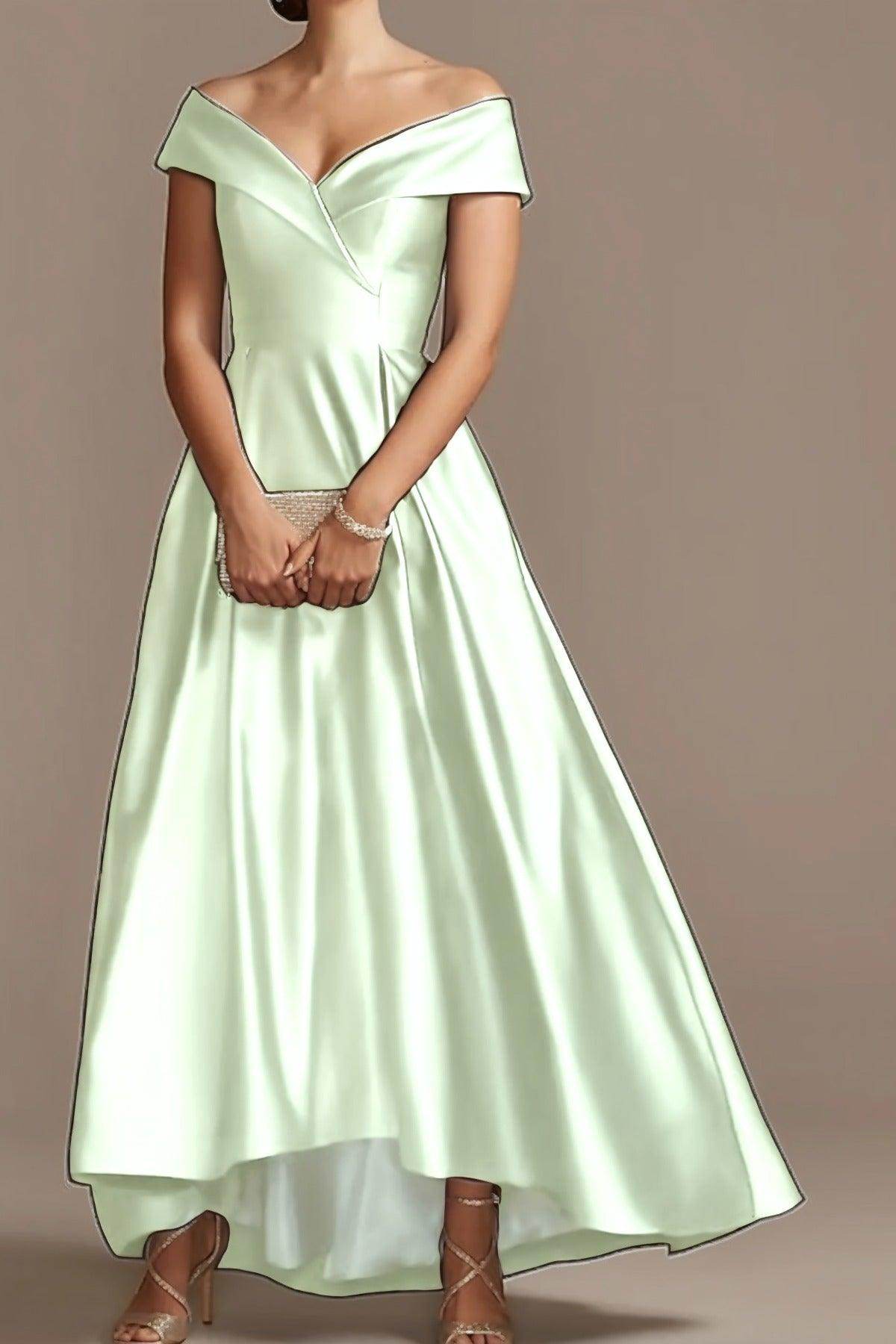 High Low Ankle Length Satin Mother Dress CM0078 - COCOMELODY