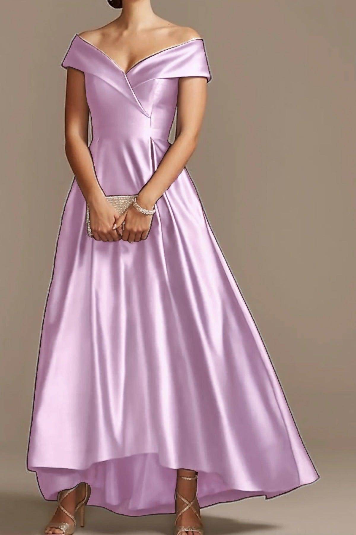 High Low Ankle Length Satin Mother Dress CM0078 - COCOMELODY