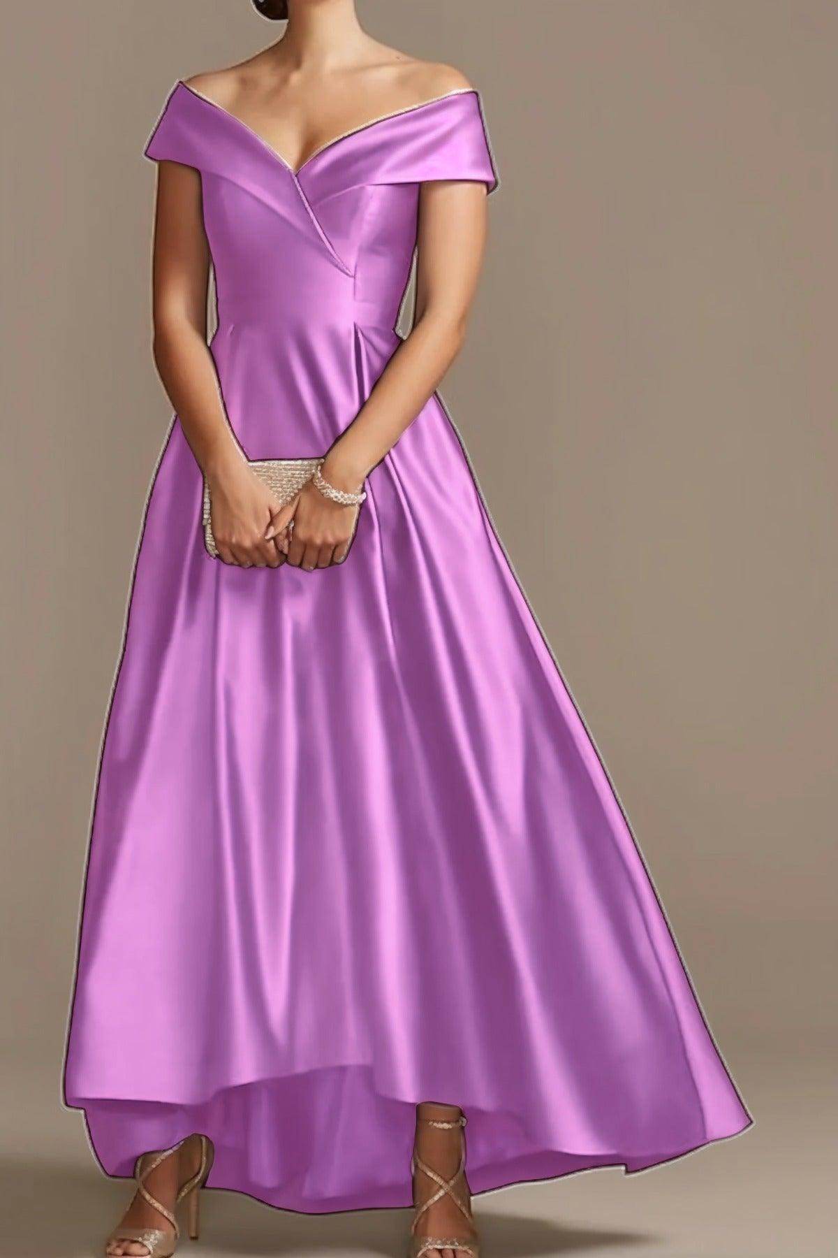 High Low Ankle Length Satin Mother Dress CM0078 - COCOMELODY